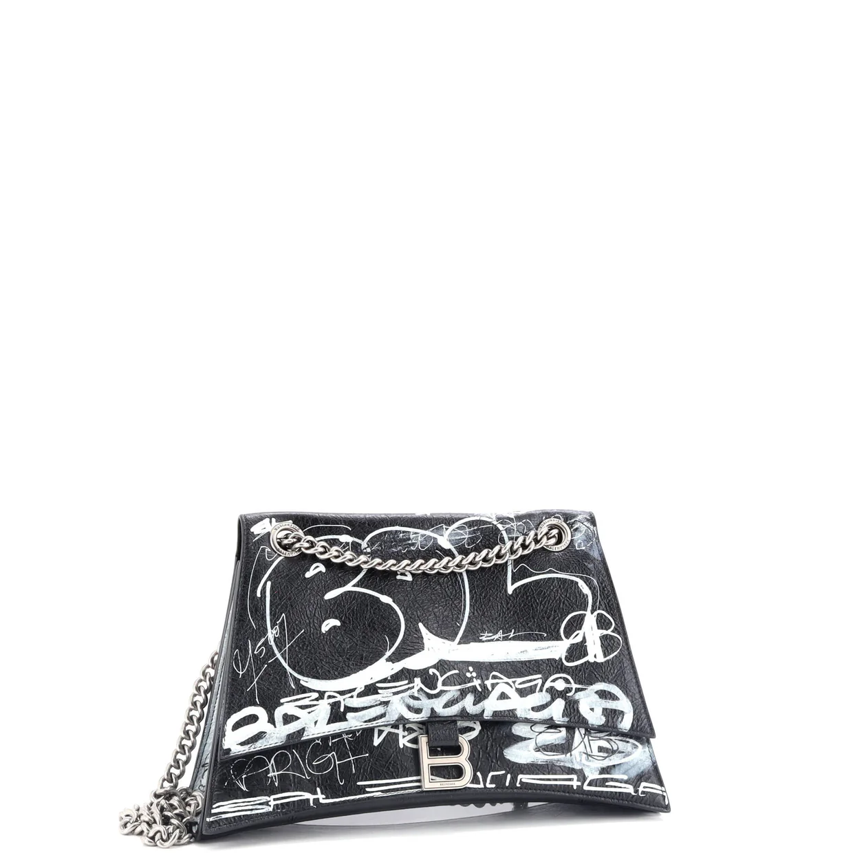 Graffiti Crush Chain Flap Bag Leather Medium - Deep Luxury