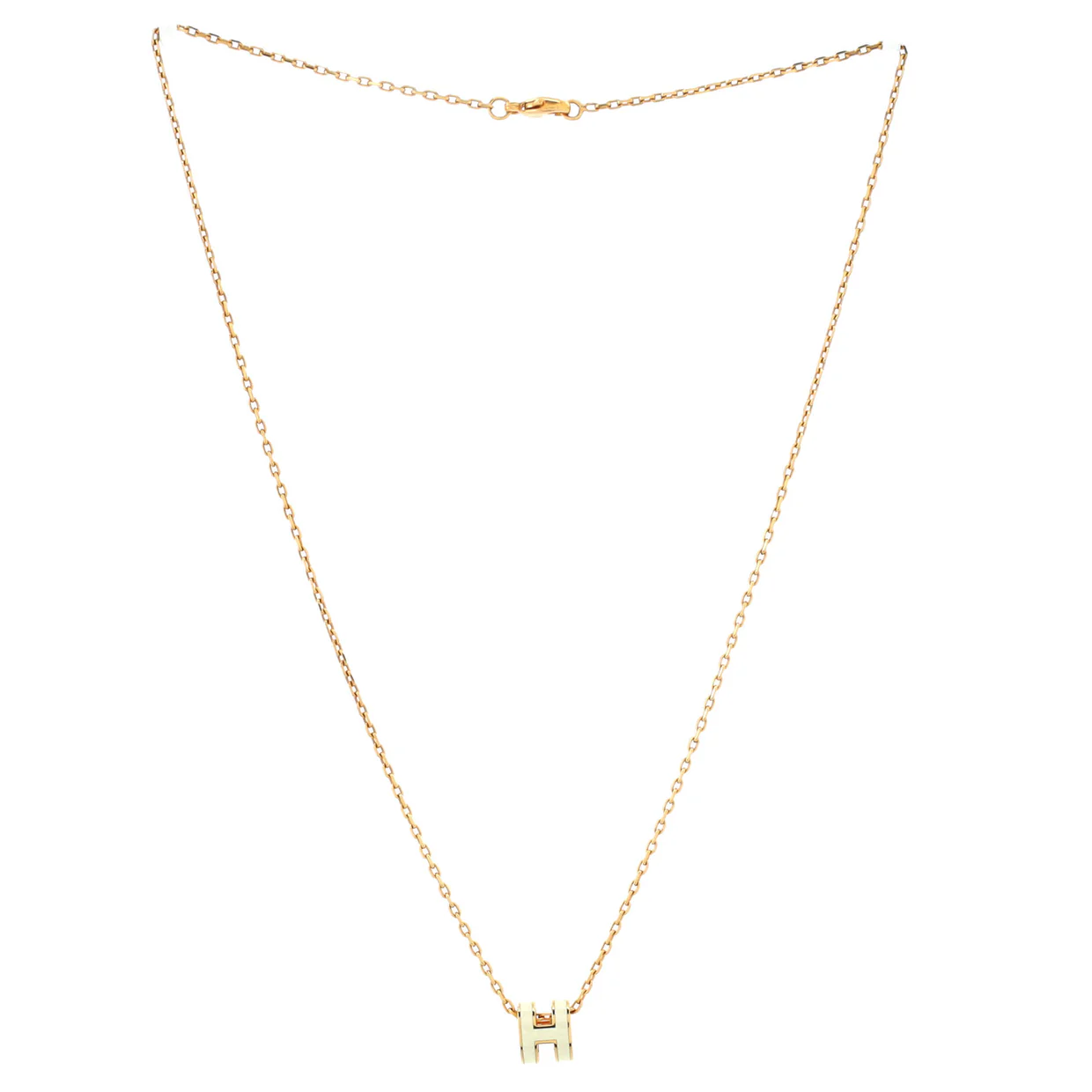 Pop H Pendant Chain Necklace Metal and Enamel Mini - Deep Luxury