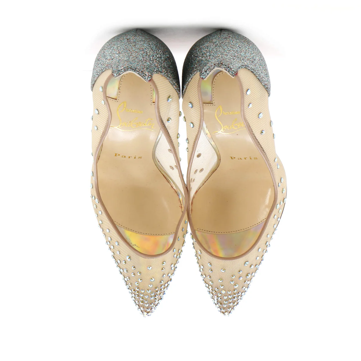 Women's Follies Strass Pumps Crystal Embellished Mesh 100 - Deep Luxury