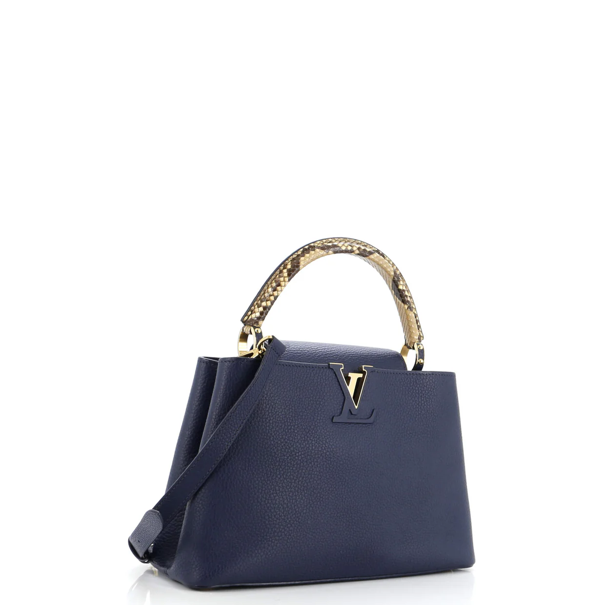 Capucines Bag Leather with Python PM - Deep Luxury