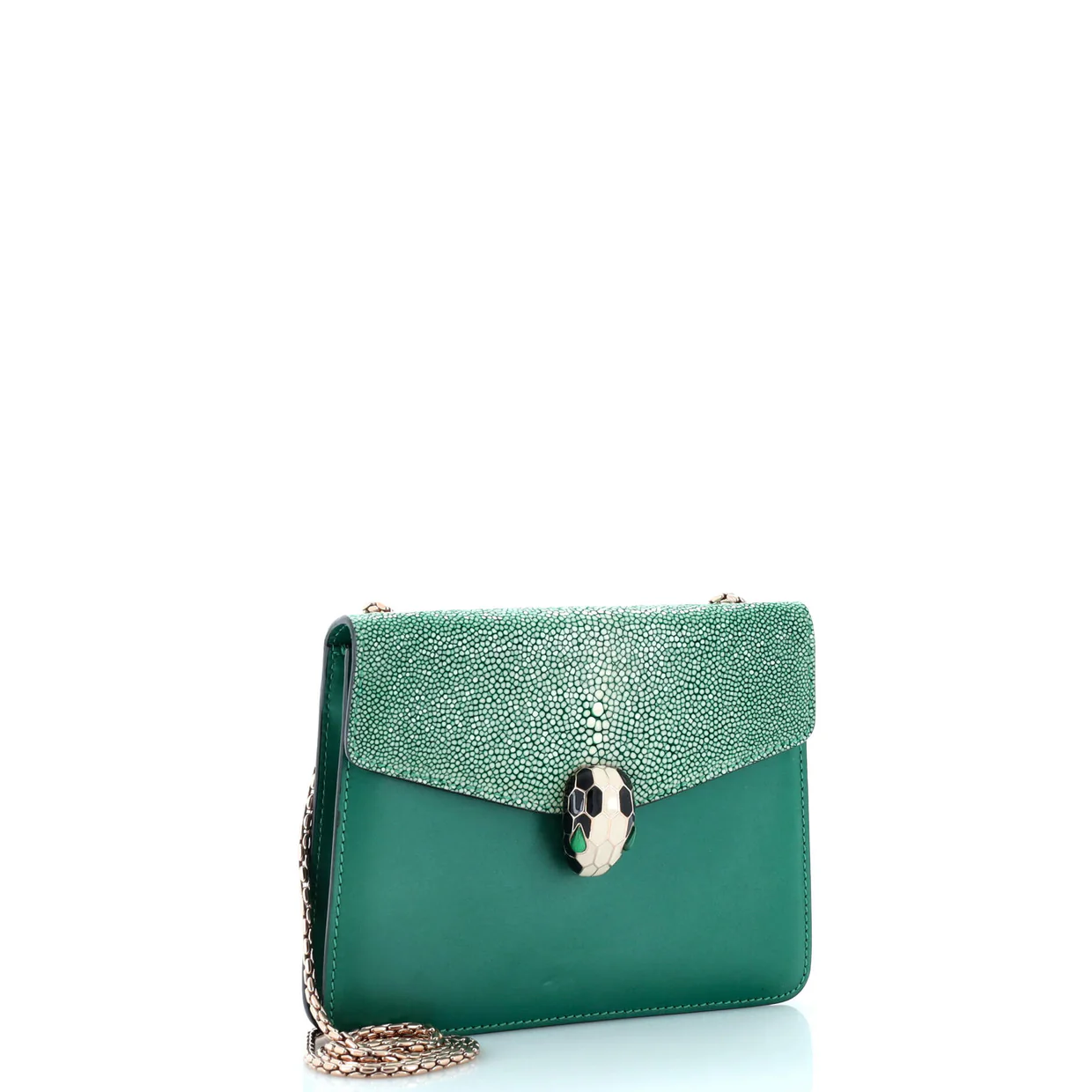 Serpenti Forever Square Shoulder Bag Leather and Stingray Small - Deep Luxury