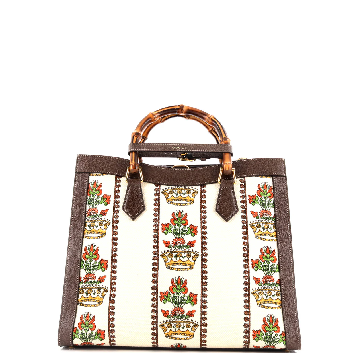 Diana NM Bamboo Handle Tote Printed Canvas Medium - Deep Luxury