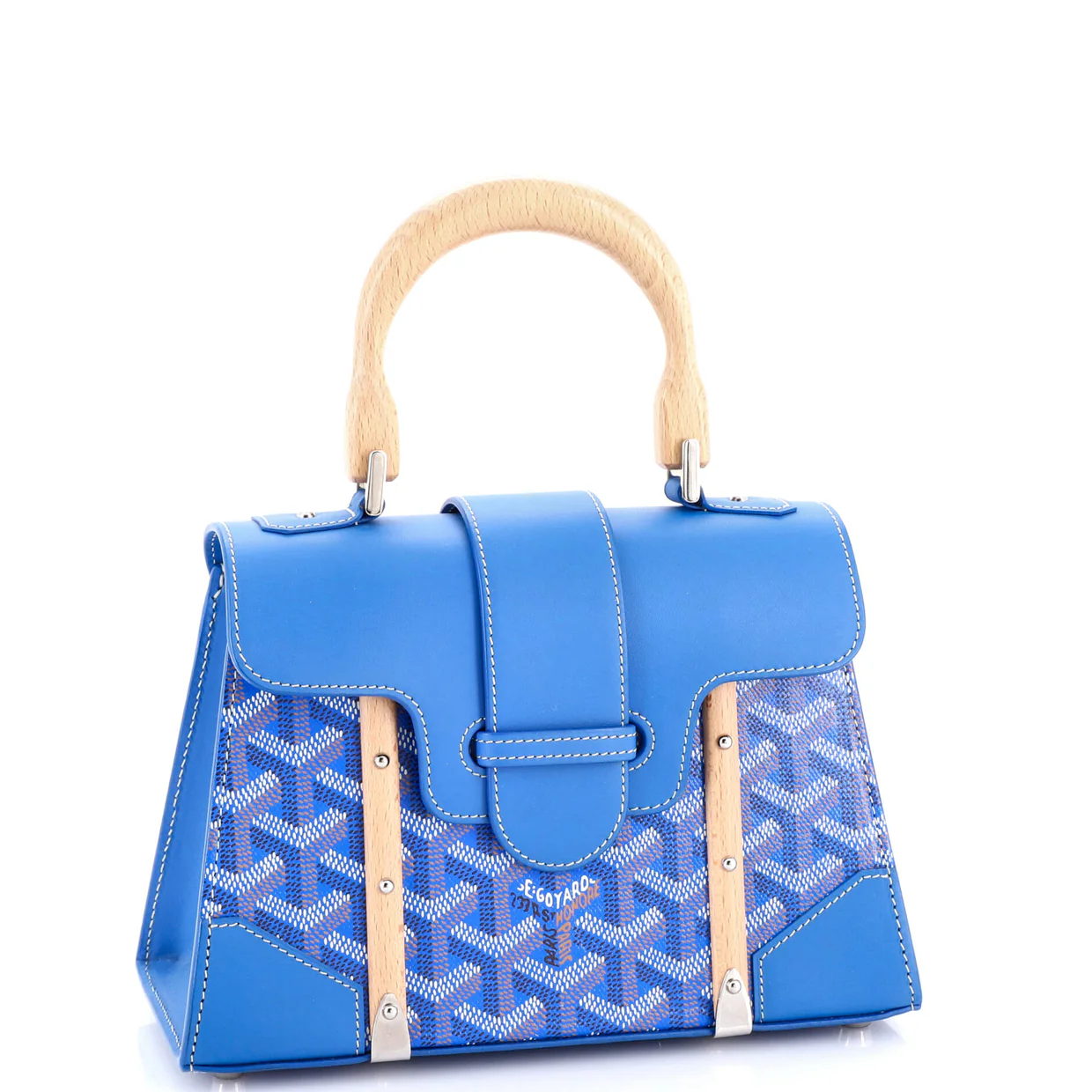 Structured Saigon Top Handle Bag Coated Canvas with Leather Mini - Deep Luxury