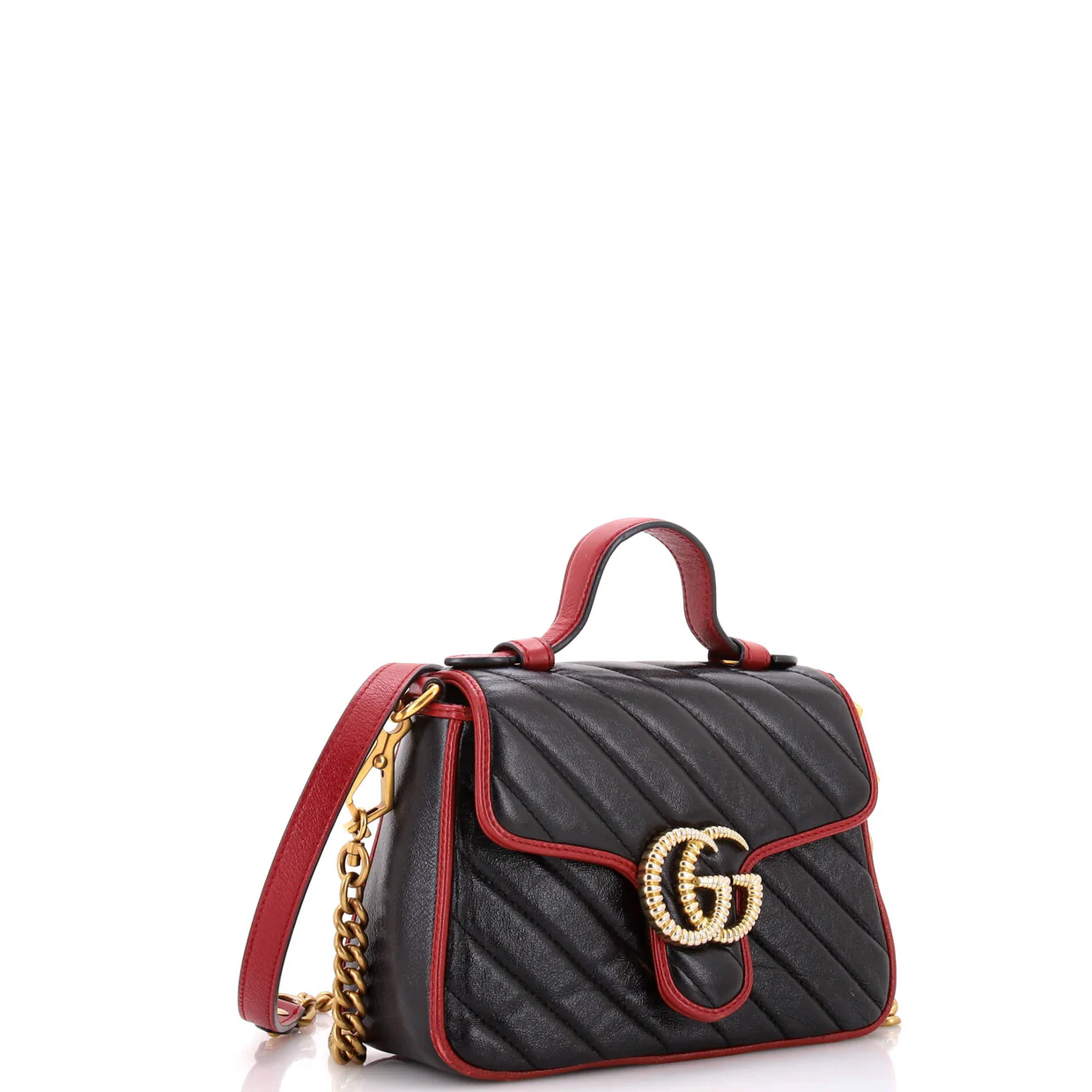 GG Marmont Top Handle Flap Bag Diagonal Quilted Leather Mini - Deep Luxury
