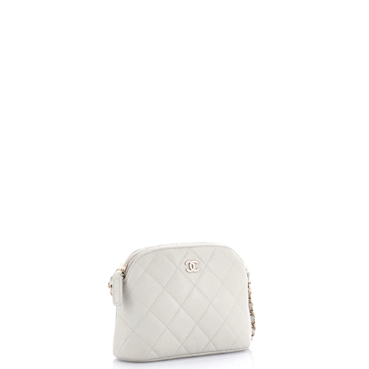 CC Dome Zip Clutch with Chain Quilted Caviar Mini - Deep Luxury