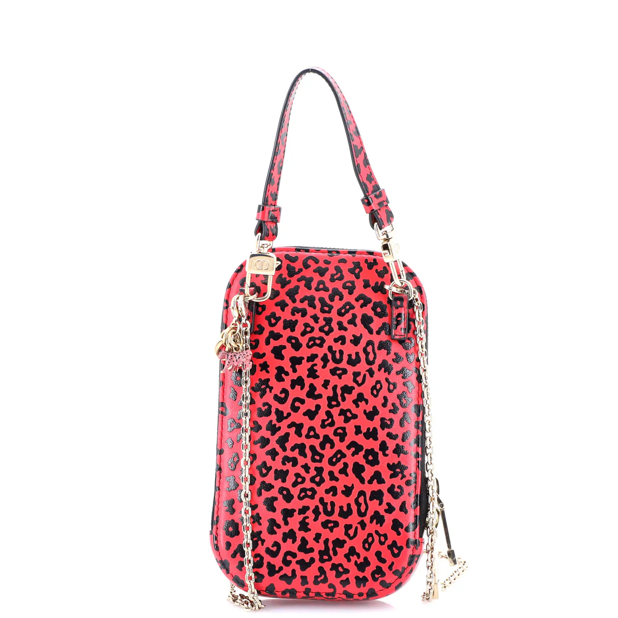 Lady Dior Phone Holder on Chain Printed Leather - Deep Luxury