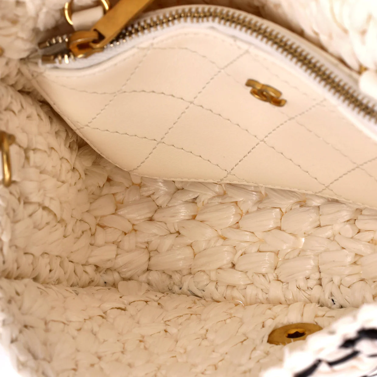 CC Chain Flap Bag Tweed Effect Braided Raffia Mini - Deep Luxury