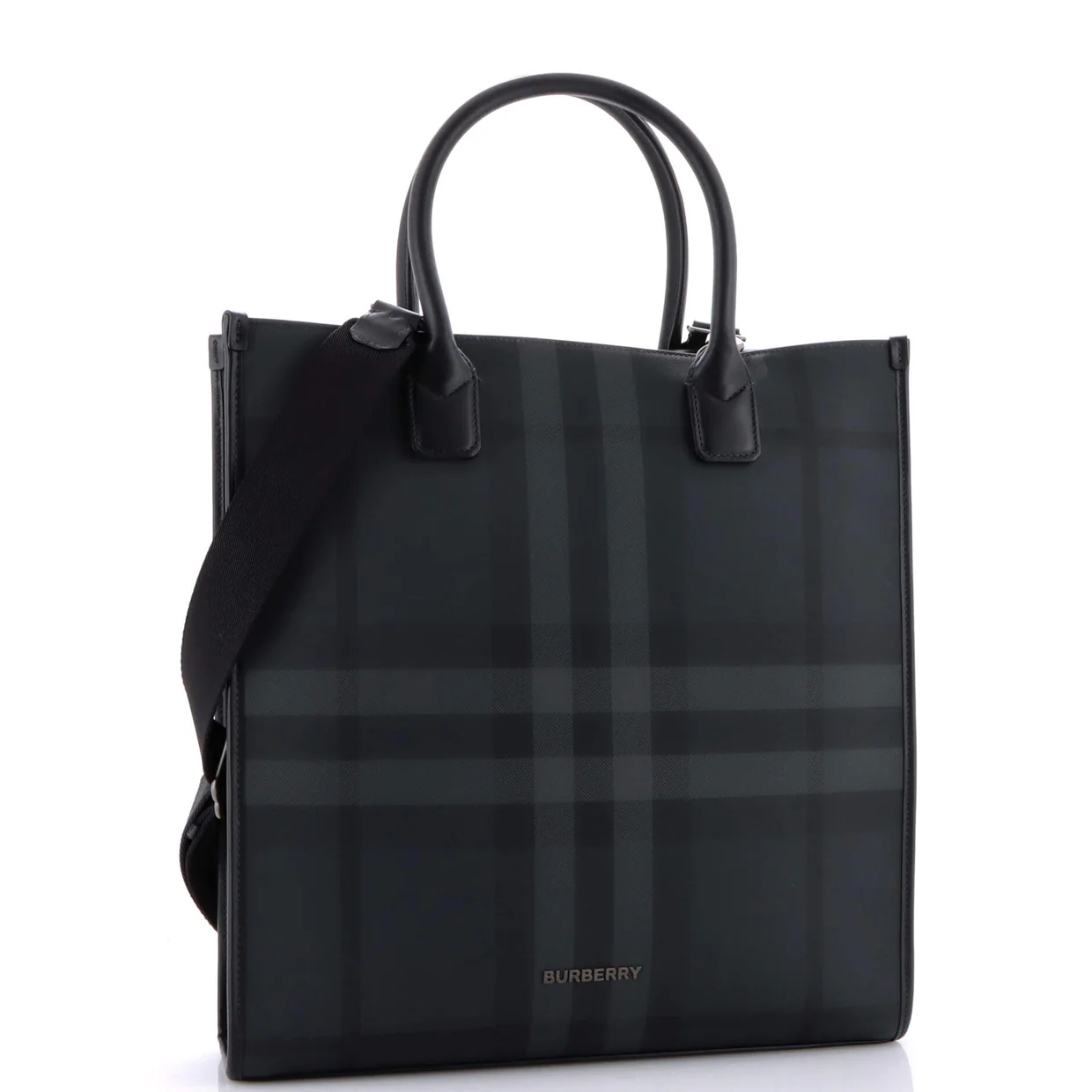 Convertible Tote London Check Coated Canvas with Leather Medium - Deep Luxury
