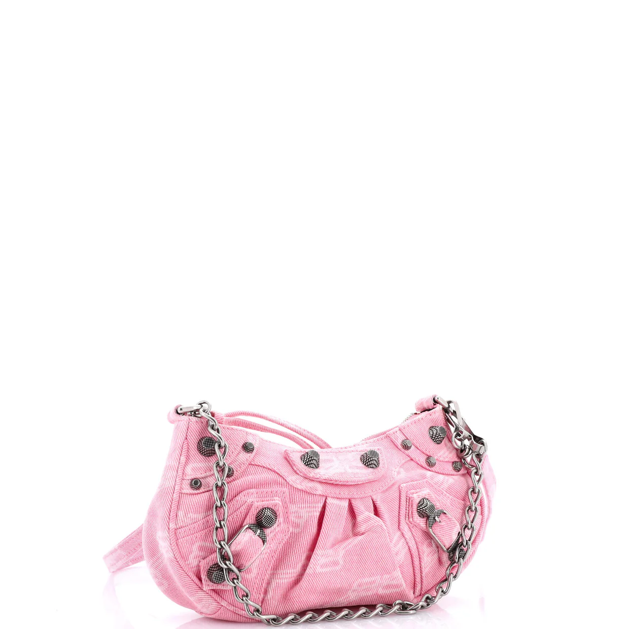 Le Cagole Giant Studs Shoulder Bag BB Monogram Denim Mini - Deep Luxury