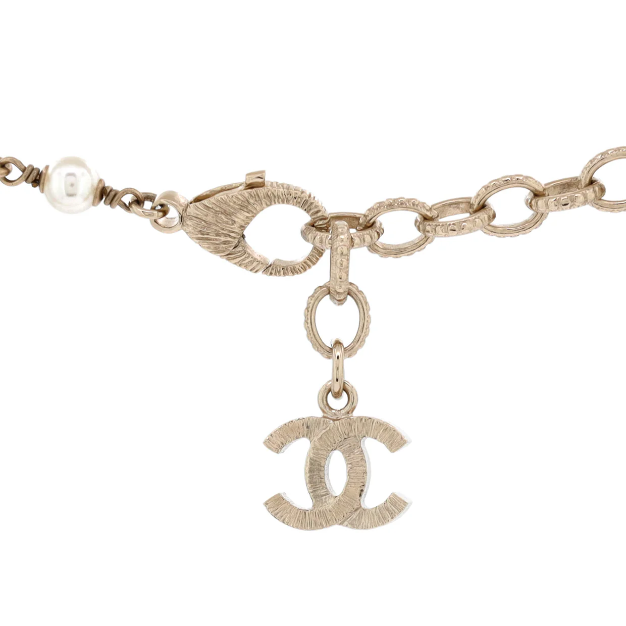 CC Baguette Cross Pendant Necklace Metal with Crystals and Faux Pearls - Deep Luxury
