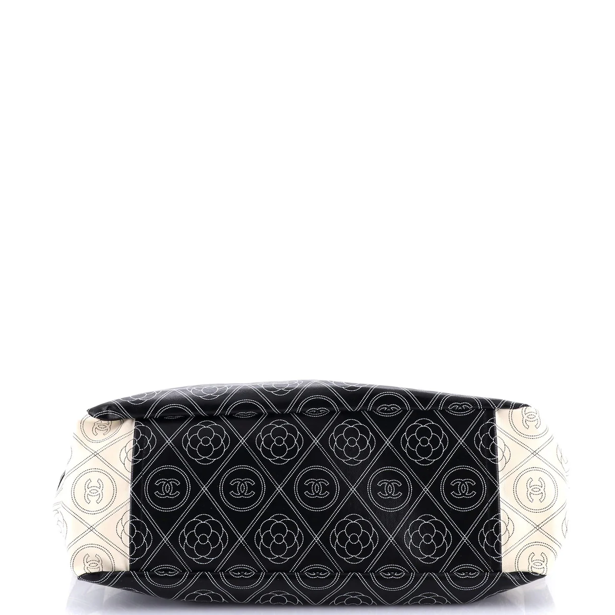 Logo Camellia Shopping Tote Printed Coated Canvas Medium - Deep Luxury