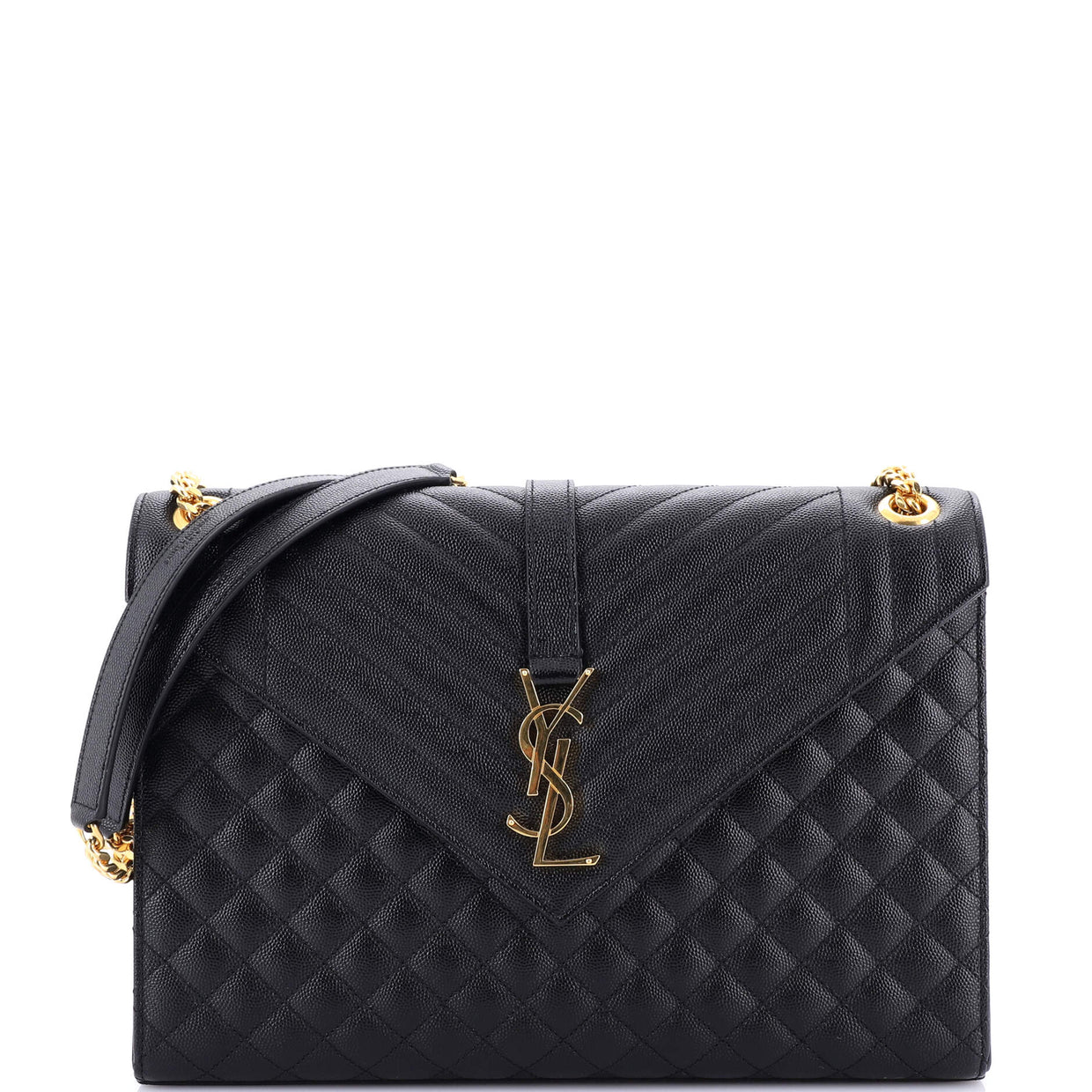 Classic Monogram Envelope Satchel Mixed Matelasse Leather Large - Deep Luxury