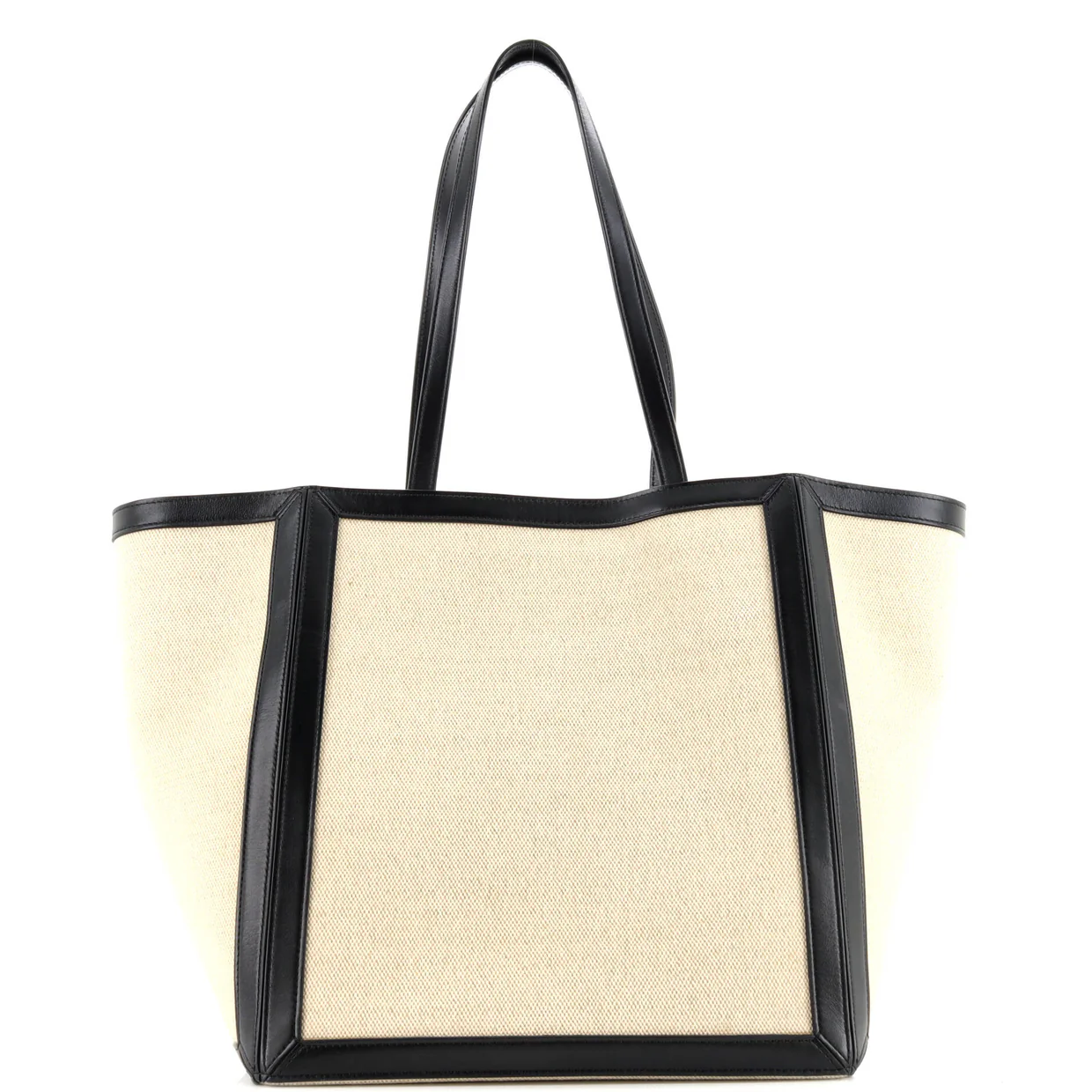 Vertical Square Cabas Tote Canvas with Leather Large - Deep Luxury