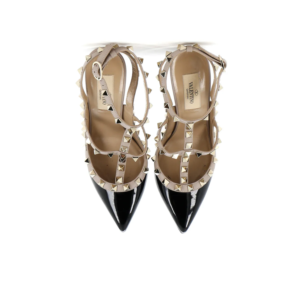 Women's Rockstud Ankle Strap Pumps Patent 100 - Deep Luxury