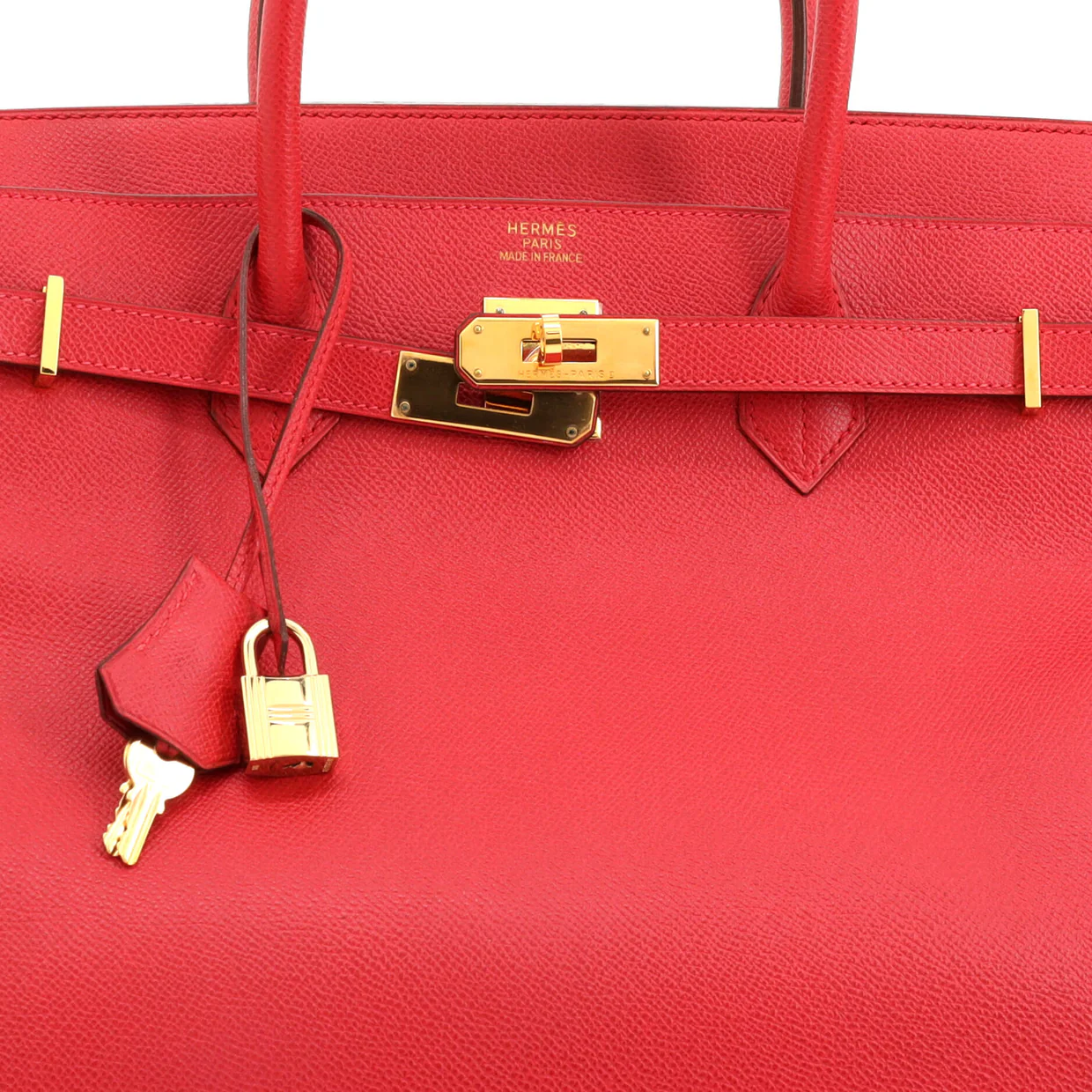 Birkin Handbag Rouge Vif Veau Grain Lisse with Gold Hardware 40 - Deep Luxury