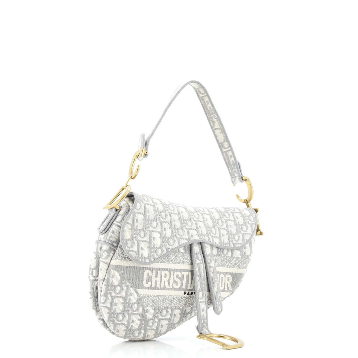 Saddle Handbag Logo Embroidered Oblique Canvas Medium - Deep Luxury