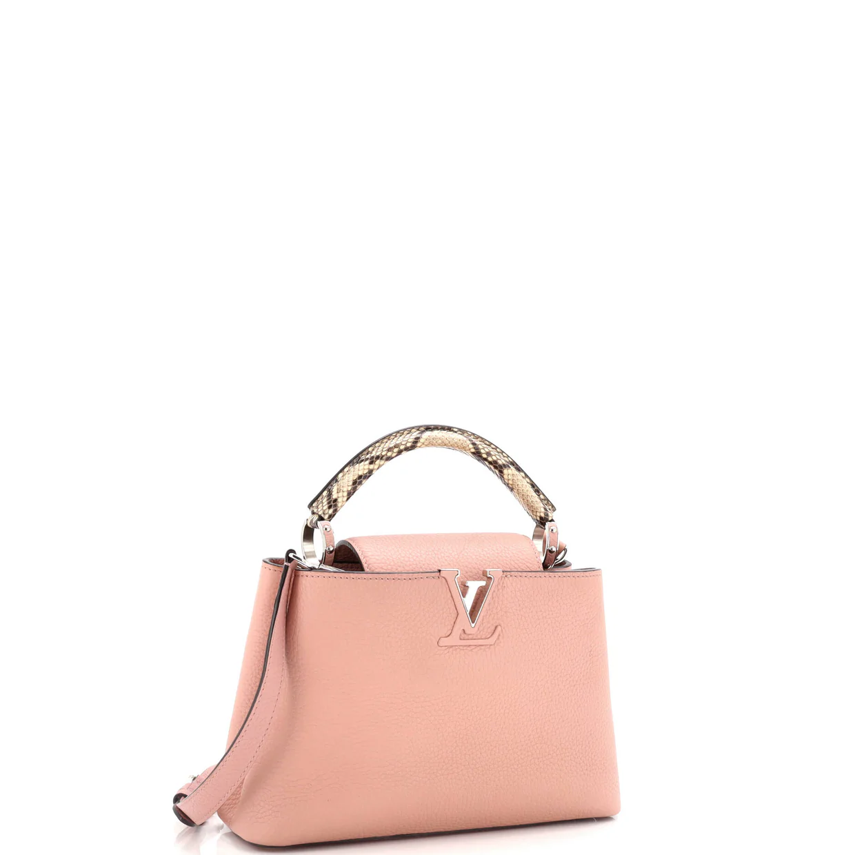 Capucines Bag Leather with Snakeskin BB - Deep Luxury