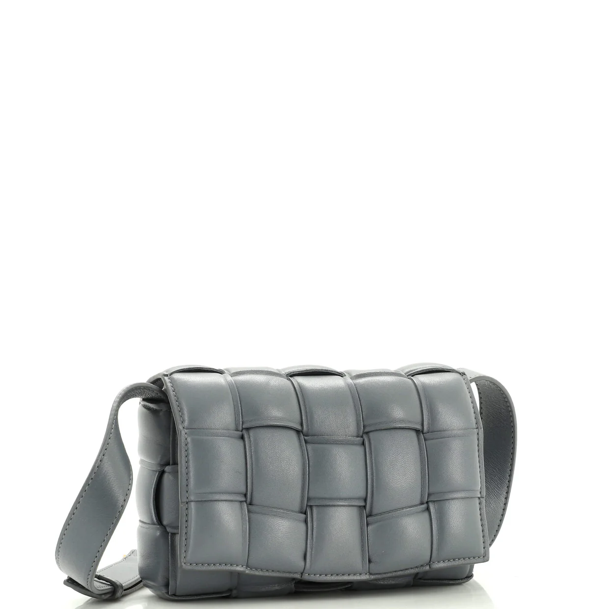 Cassette Crossbody Bag Padded Maxi Intrecciato Leather Small - Deep Luxury