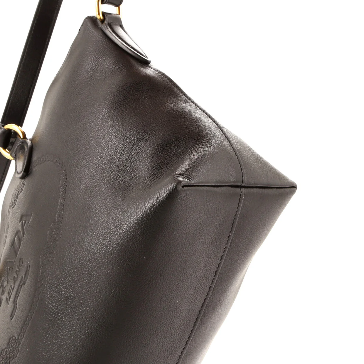 Embossed Logo Convertible Tote Glace Calf Small - Deep Luxury