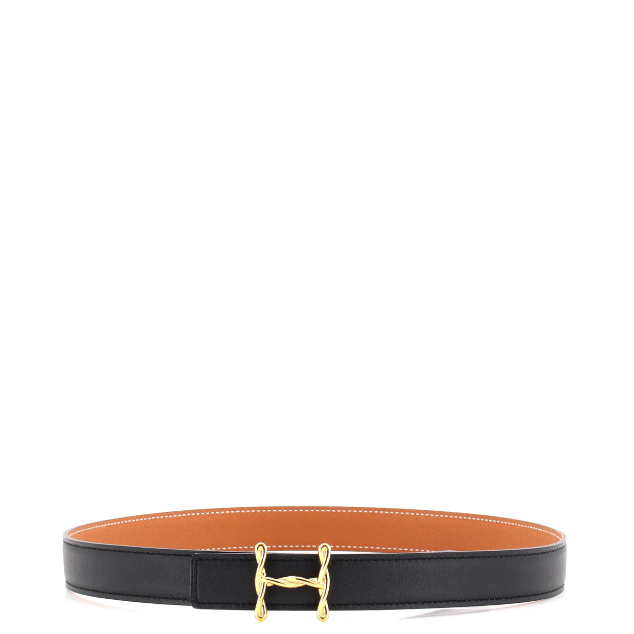 H Torsade Buckle Reversible Belt Leather Thin - Deep Luxury