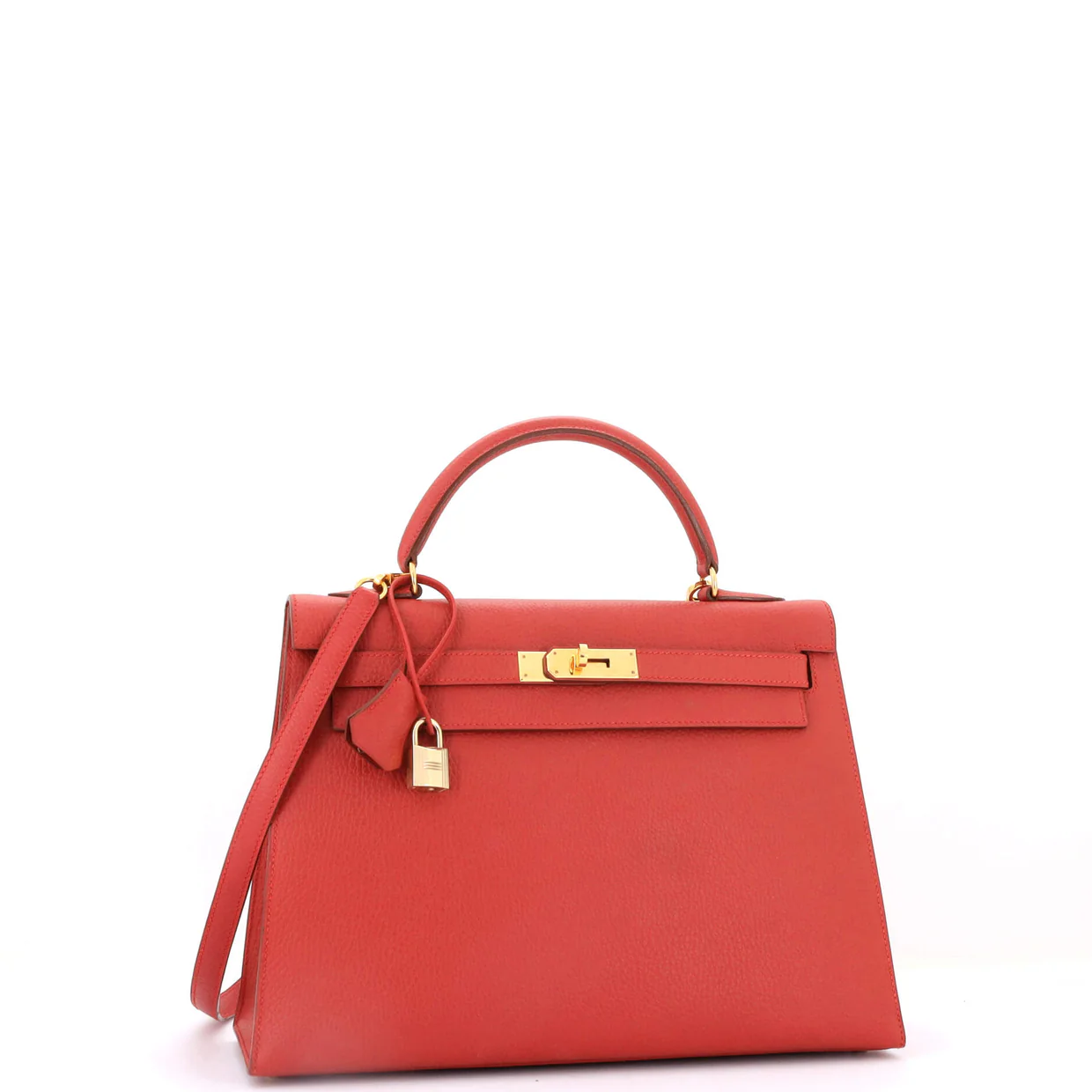 Kelly Handbag Rouge Vif Ardennes with Gold Hardware 32 - Deep Luxury