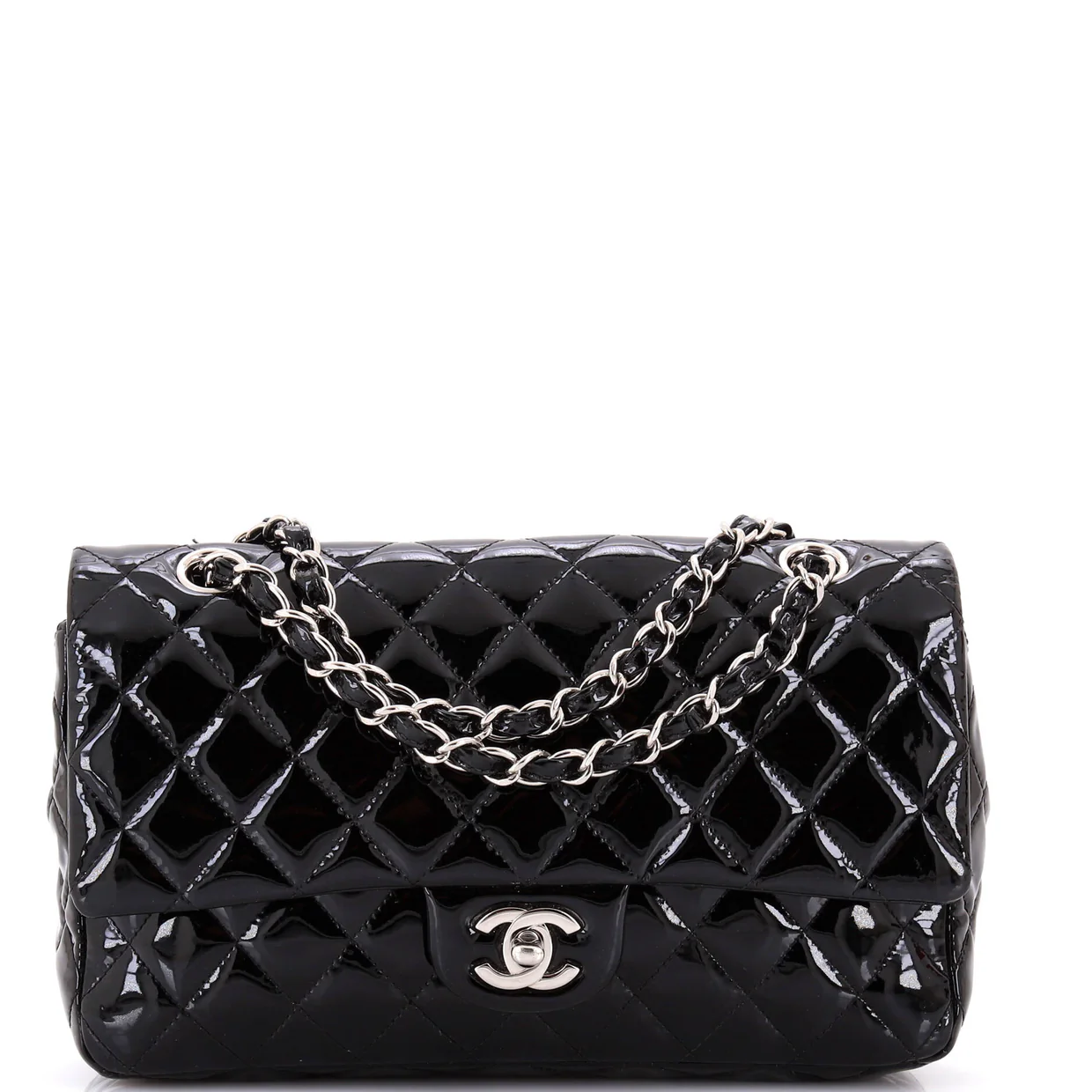 Classic Double Flap Bag Quilted Patent Medium - Deep Luxury