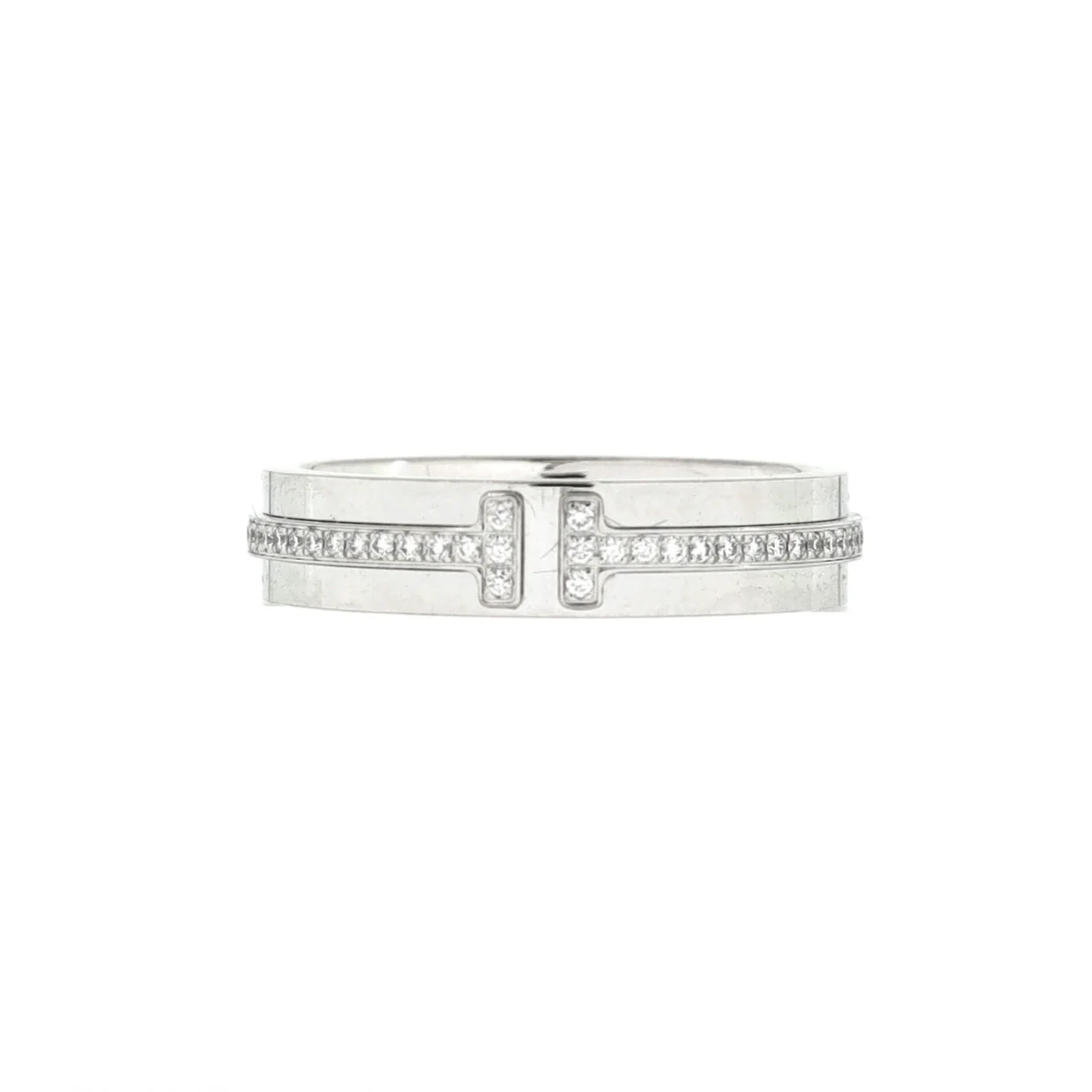 T Two Ring 18K White Gold and Diamonds Narrow - Deep Luxury