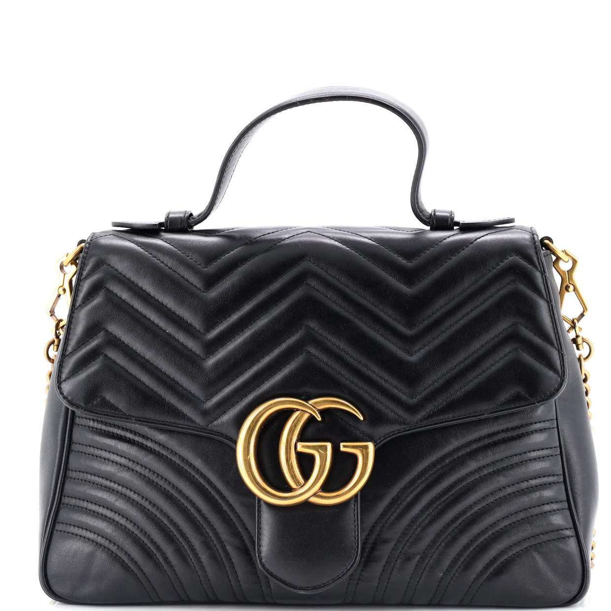 GG Marmont Top Handle Flap Bag Matelasse Leather Medium - Deep Luxury