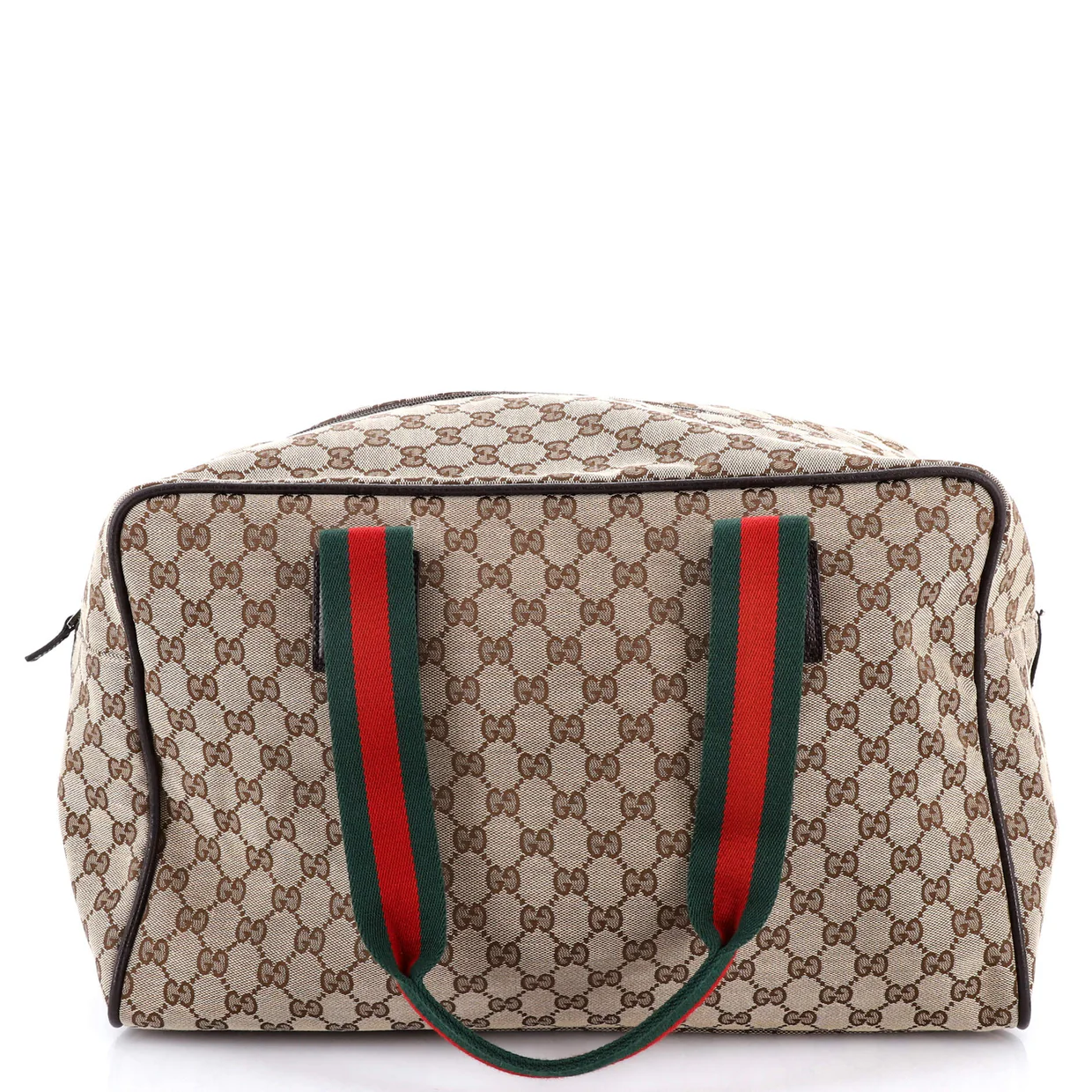 Web Carry On Duffle Bag GG Canvas with Leather Medium - Deep Luxury