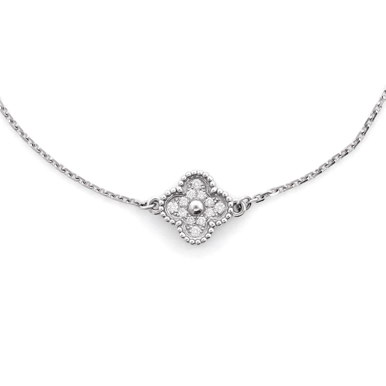 Sweet Alhambra Bracelet 18K White Gold and Diamonds - Deep Luxury