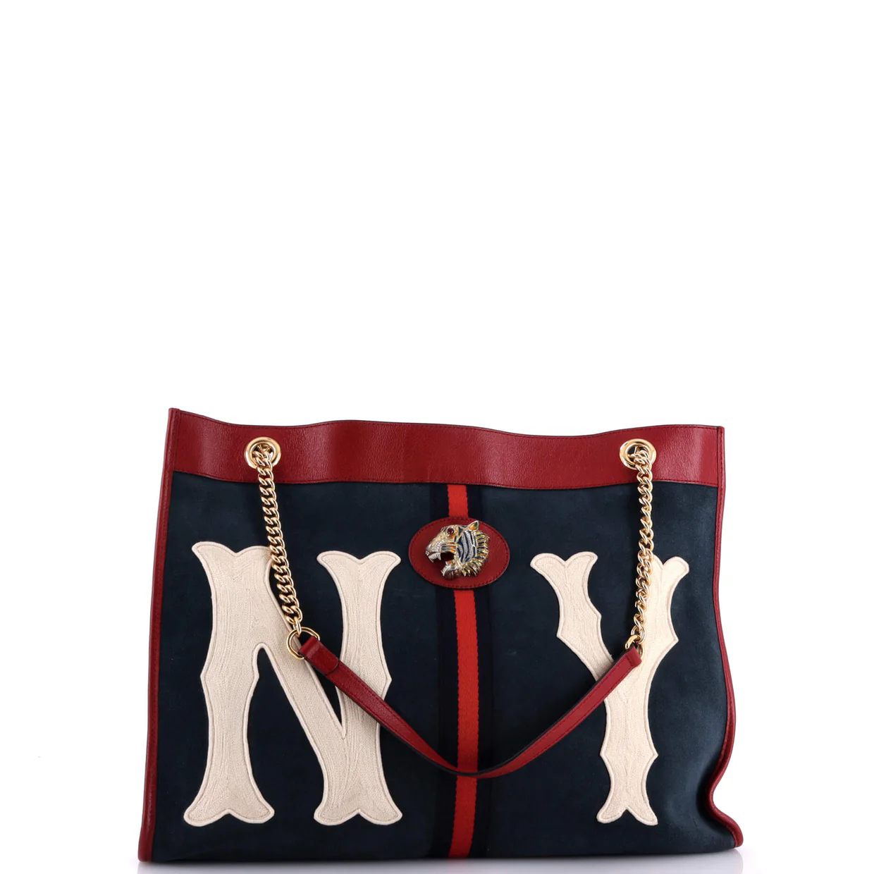 Rajah Chain Tote Suede with Applique Large - Deep Luxury