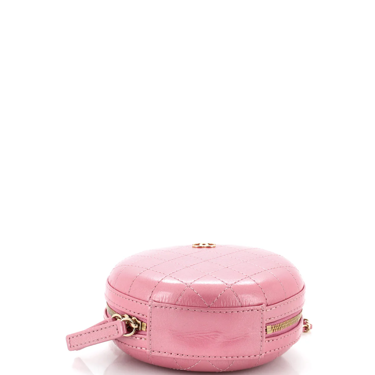 Round Chain Crossbody Bag Stitched Calfskin Small - Deep Luxury