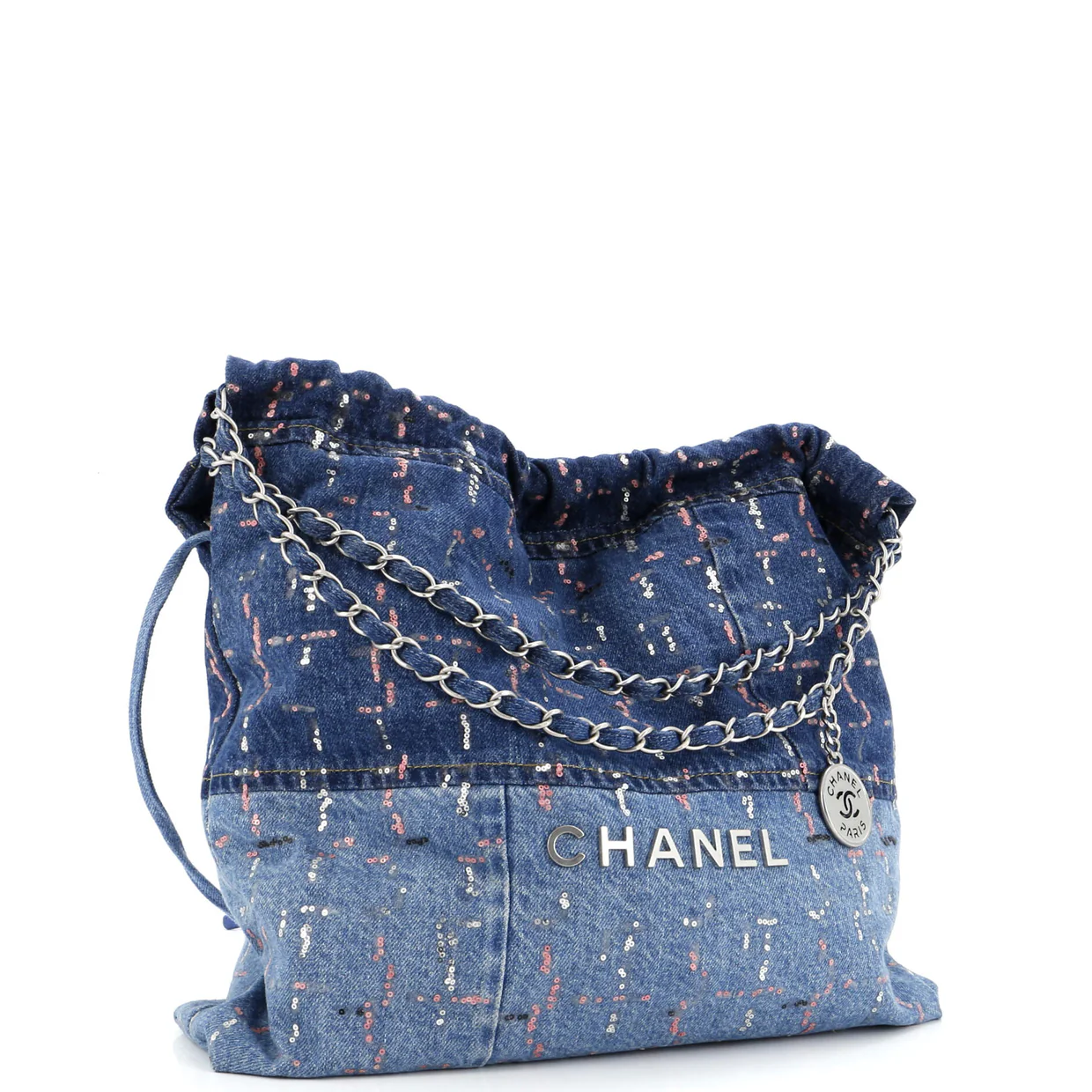 22 Chain Hobo Denim with Sequins Medium - Deep Luxury