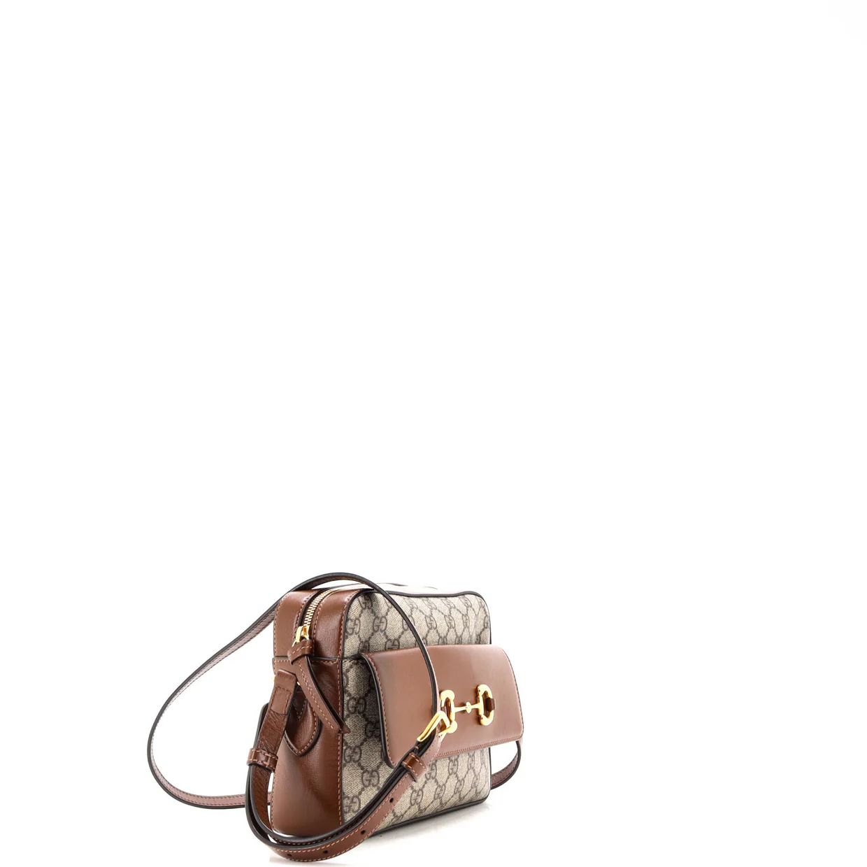 Horsebit 1955 Flap Pocket Camera Bag GG Coated Canvas and Leather Small - Deep Luxury