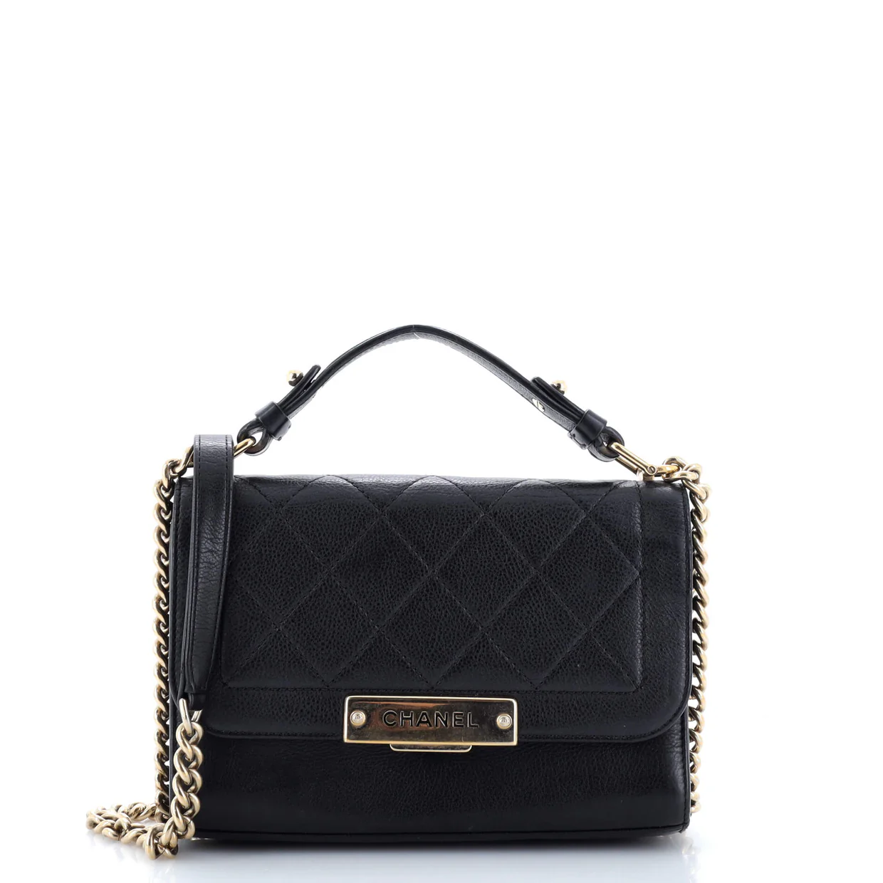 Label Click Flap Bag Quilted Calfskin Small - Deep Luxury