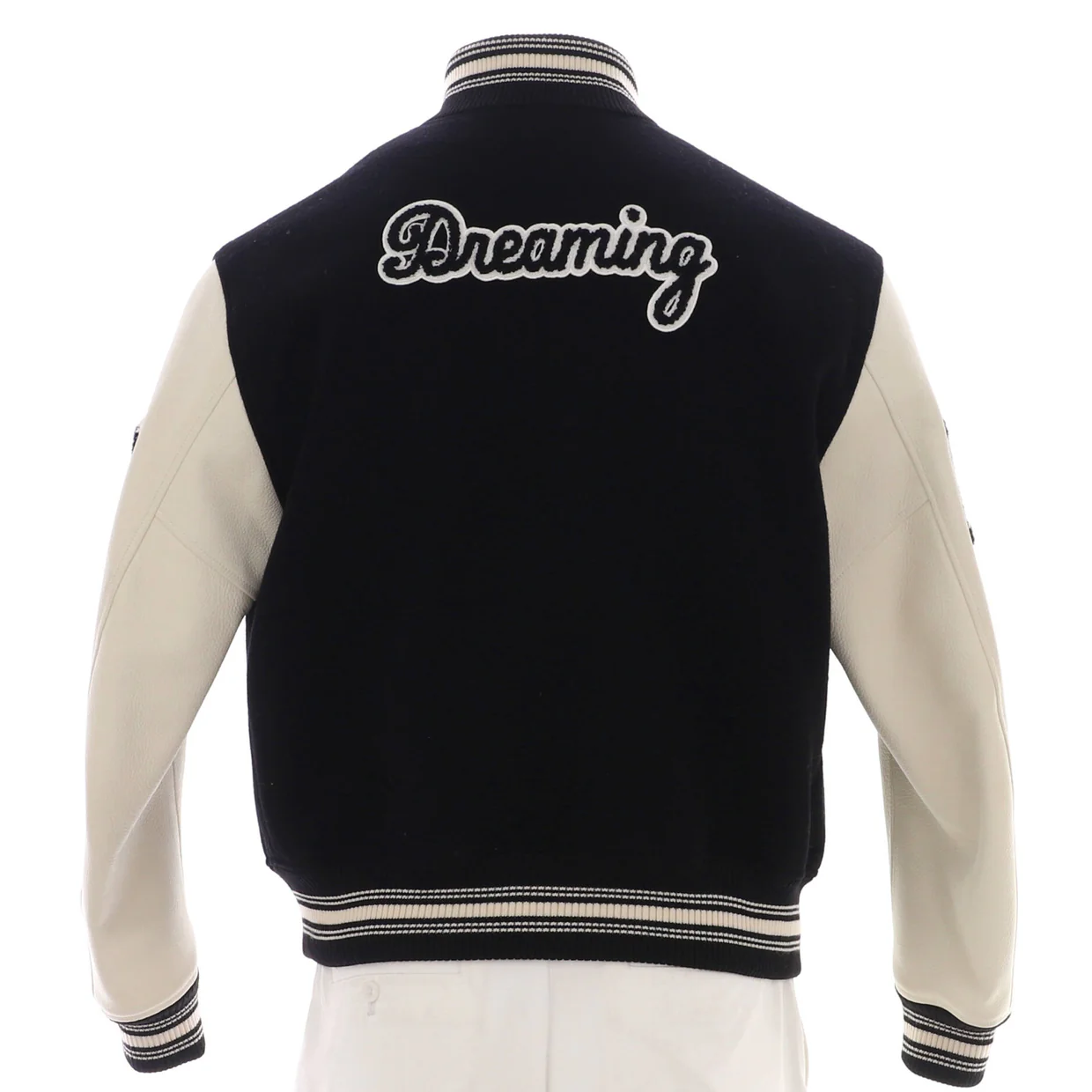 Men's Dreaming Varsity Jacket Wool Cashmere Blend and Leather - Deep Luxury