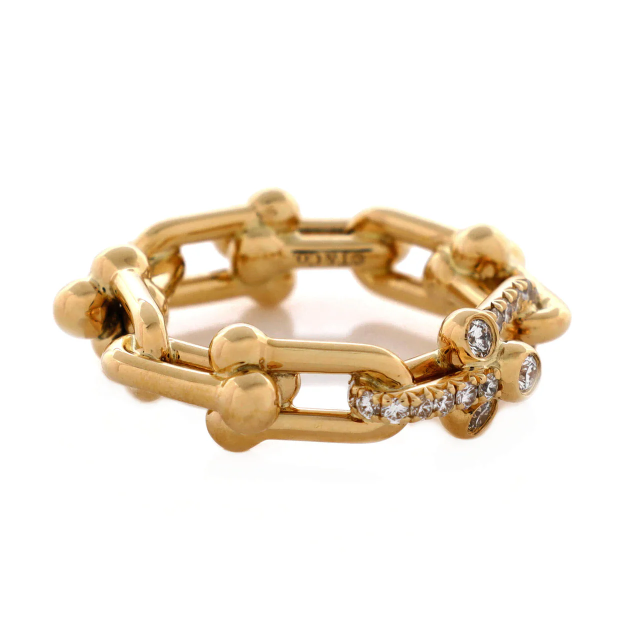 HardWear Link Ring 18K Yellow Gold with Diamonds Small - Deep Luxury