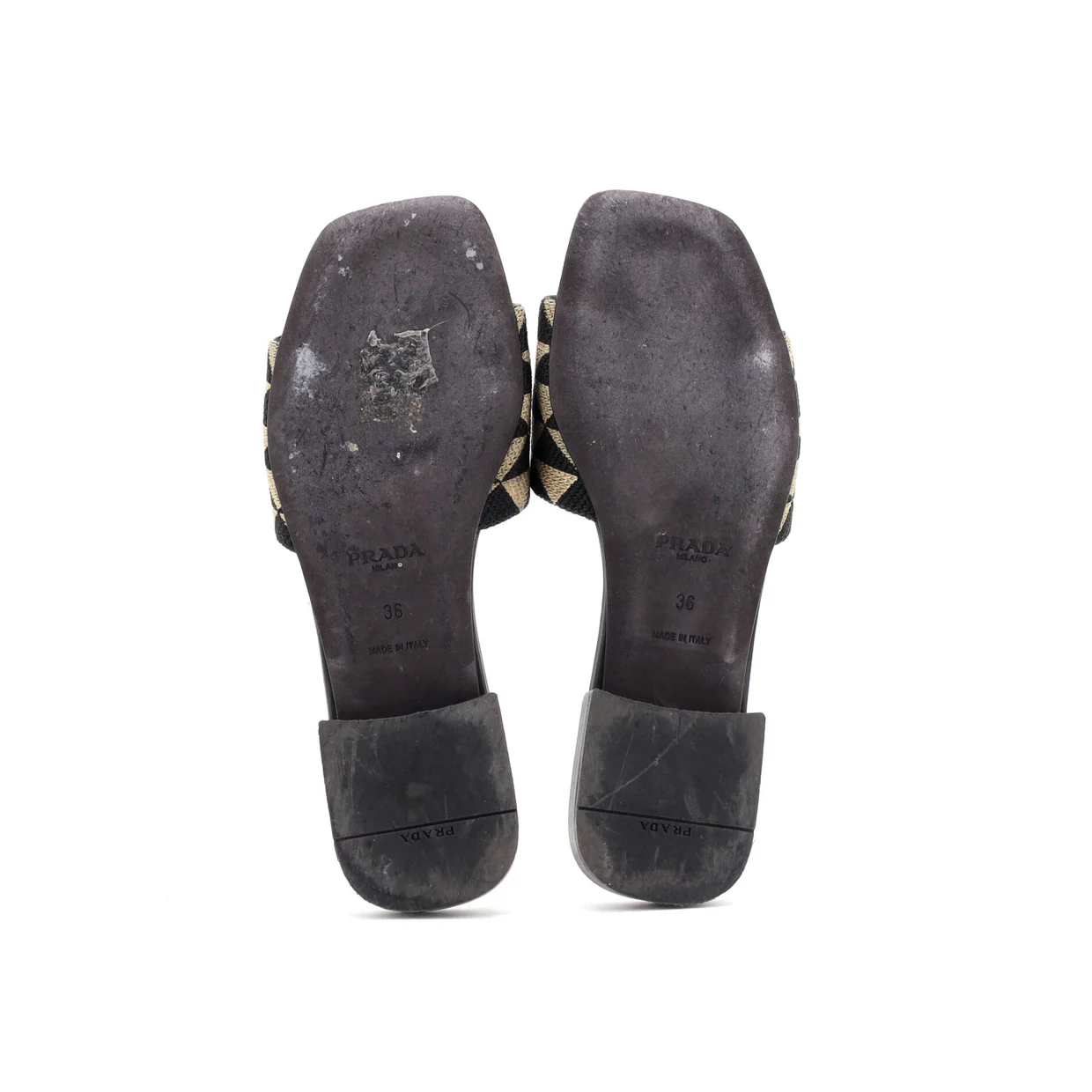 Women's Logo Flat Slide Sandals Triangle Embroidered Canvas - Deep Luxury