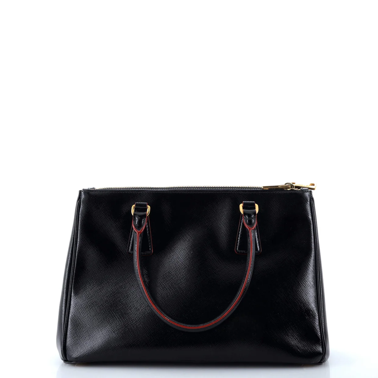 Double Zip Lux Tote Vernice Saffiano Leather Small - Deep Luxury