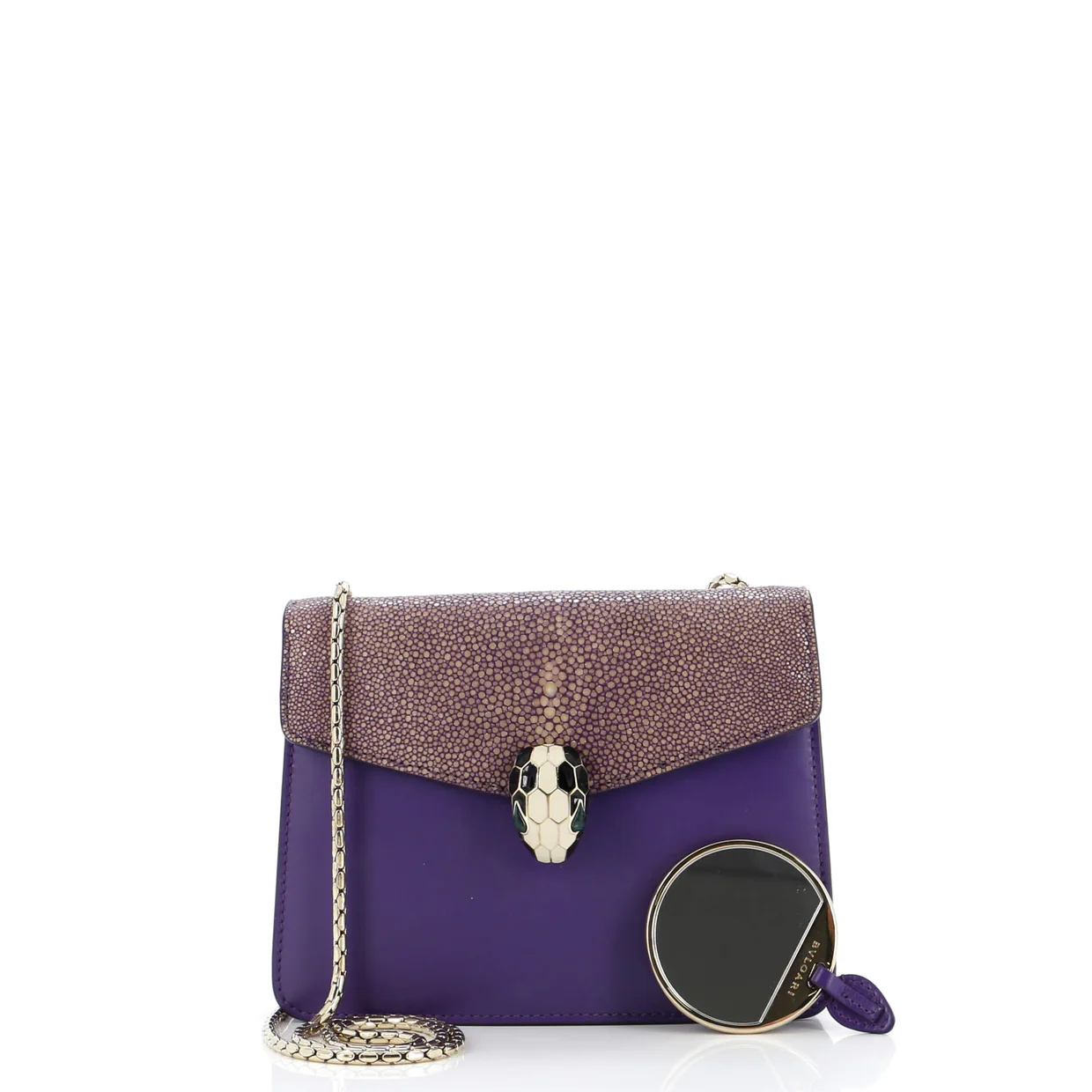 Serpenti Forever Square Shoulder Bag Leather and Stingray Small - Deep Luxury