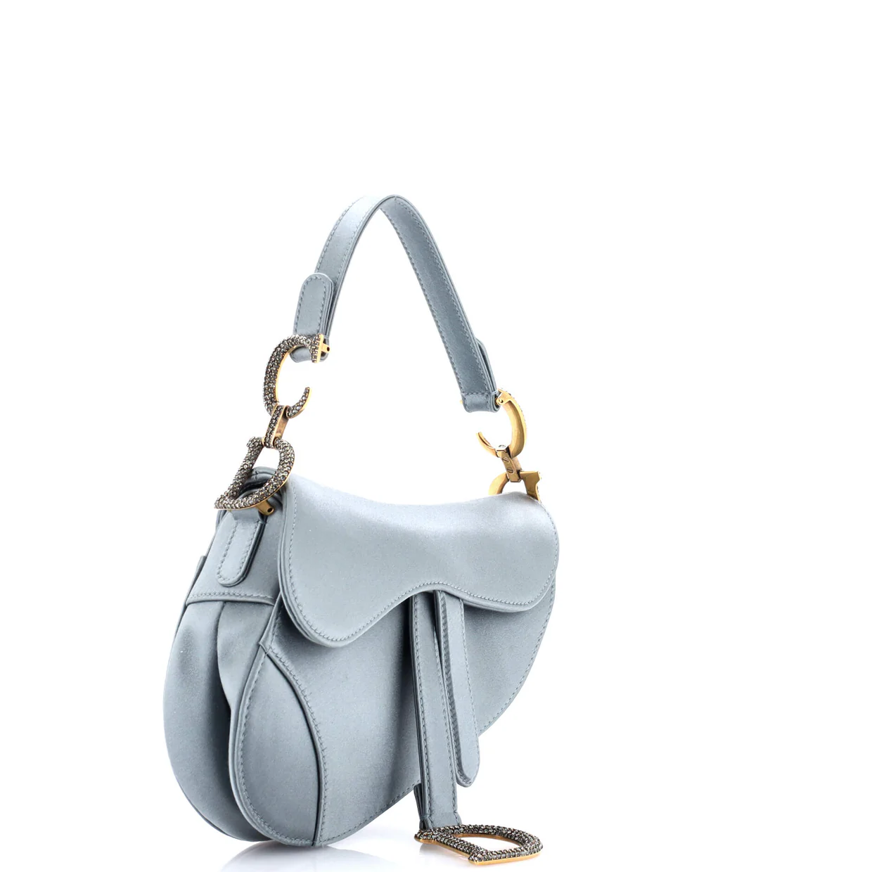 Saddle Handbag Satin with Crystals Mini - Deep Luxury