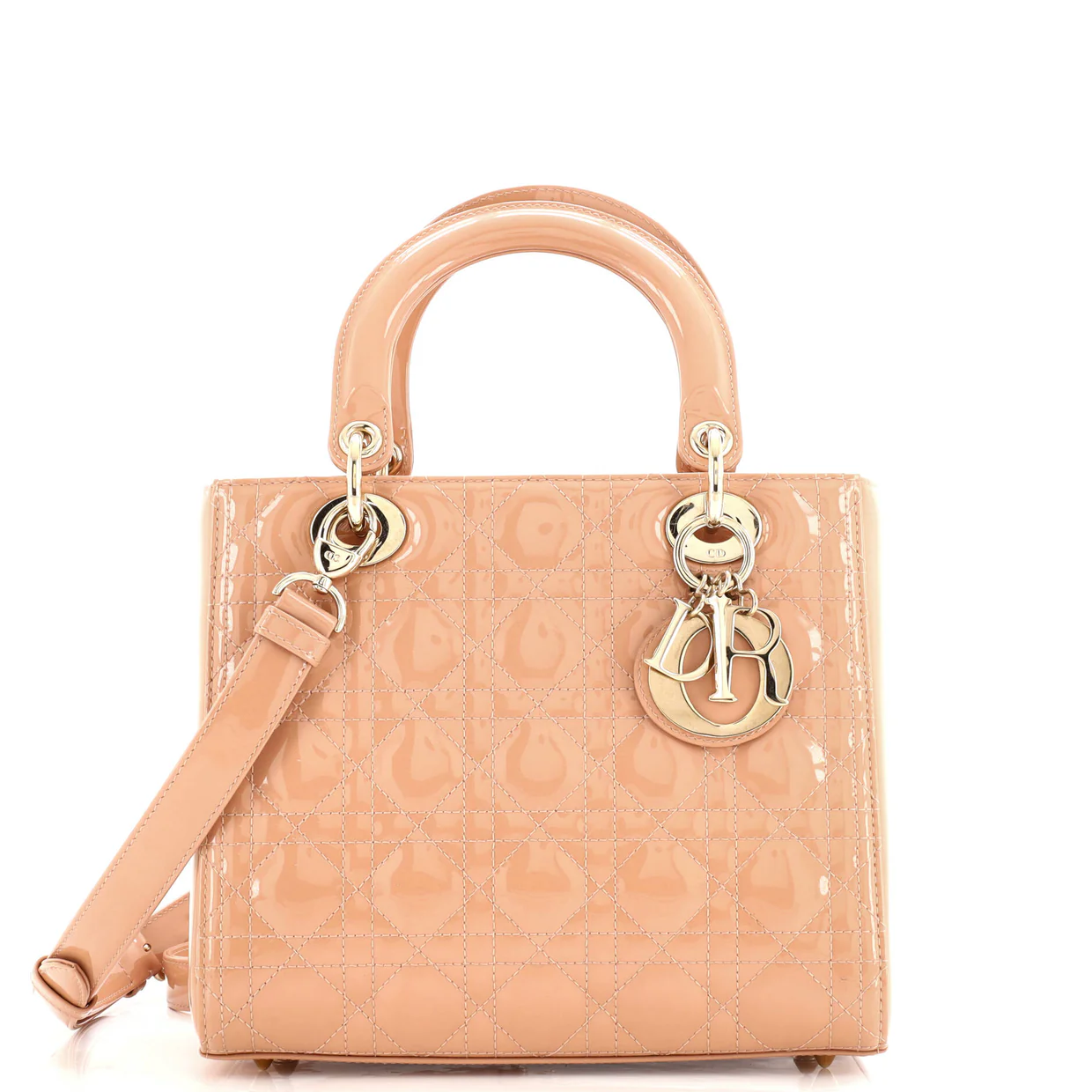 Lady Dior NM Bag Cannage Quilt Patent Medium - Deep Luxury