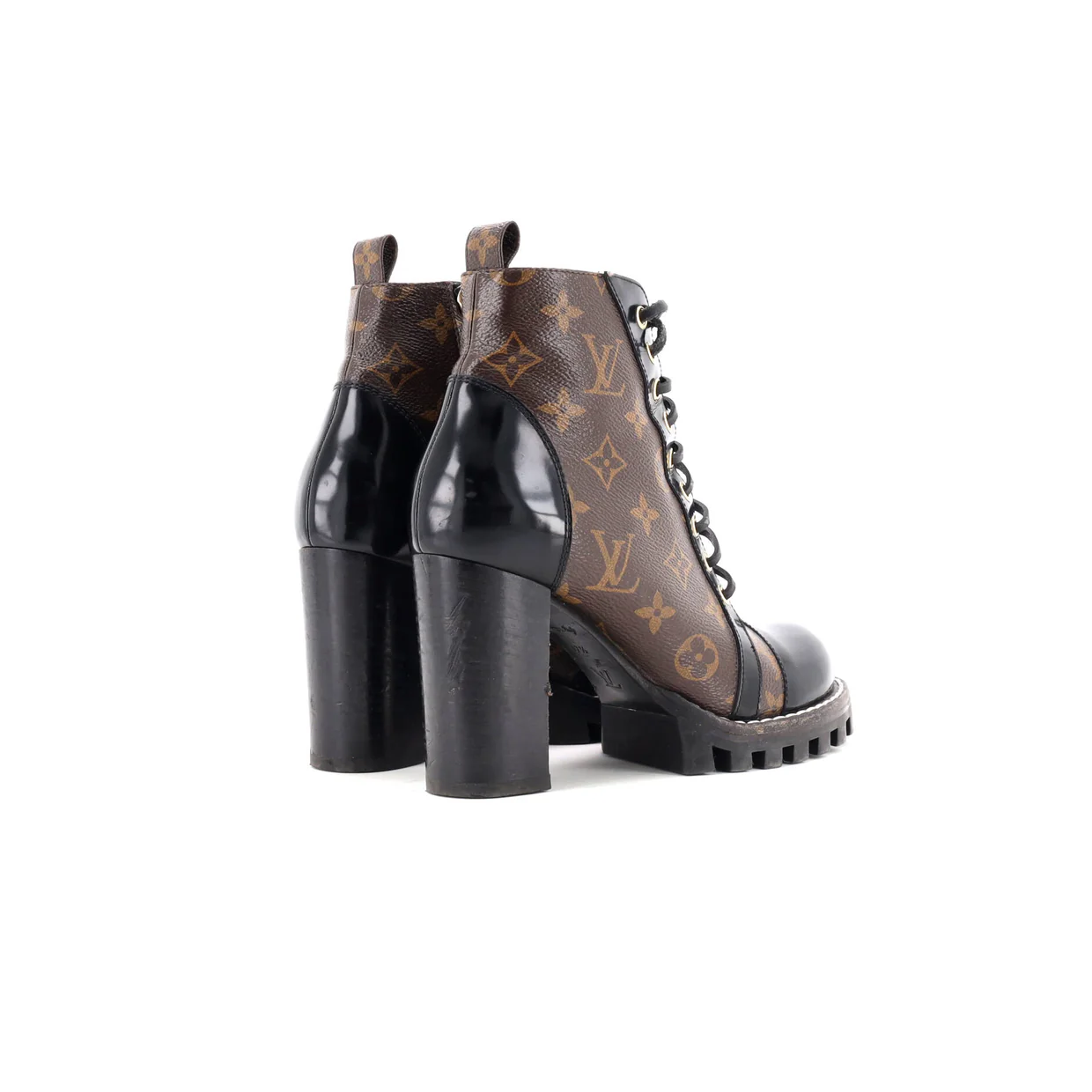 Women's Star Trail Ankle Boots Monogram Canvas with Patent - Deep Luxury