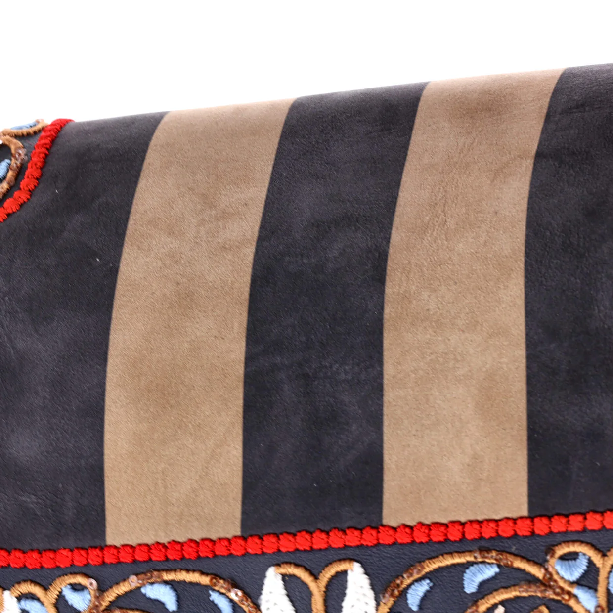 Baguette NM Bag Embroidered Leather and Pequin Nubuck Medium - Deep Luxury