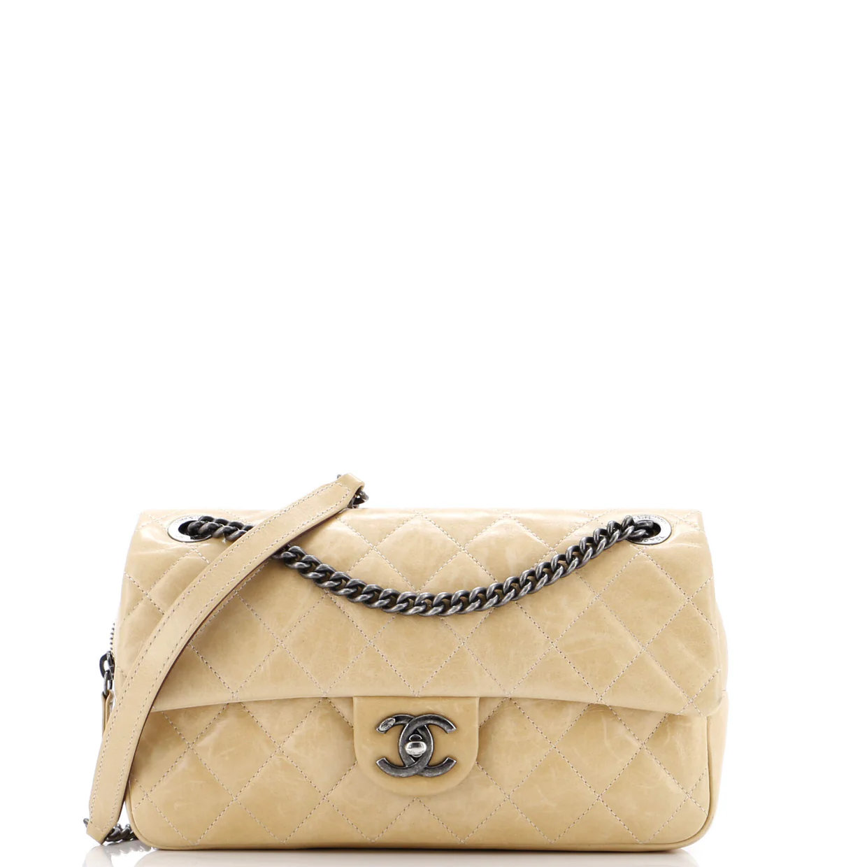 Duo Color Flap Bag Quilted Glazed Calfskin Medium - Deep Luxury