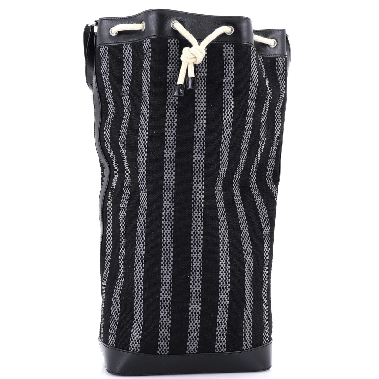 Sport Bucket Bag Striped Canvas and Leather - Deep Luxury