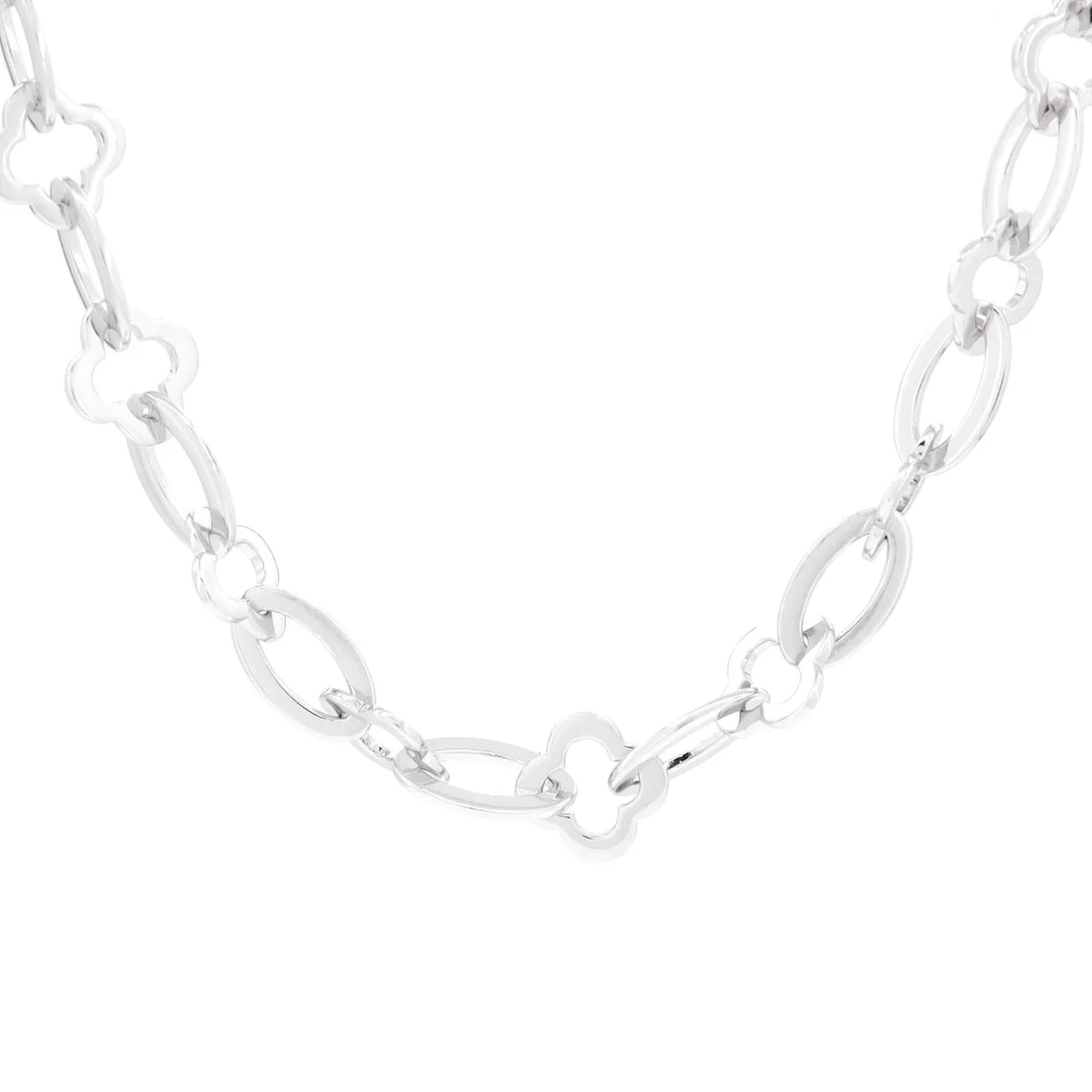 Byzantine Alhambra Chain Link Necklace 18K White Gold - Deep Luxury