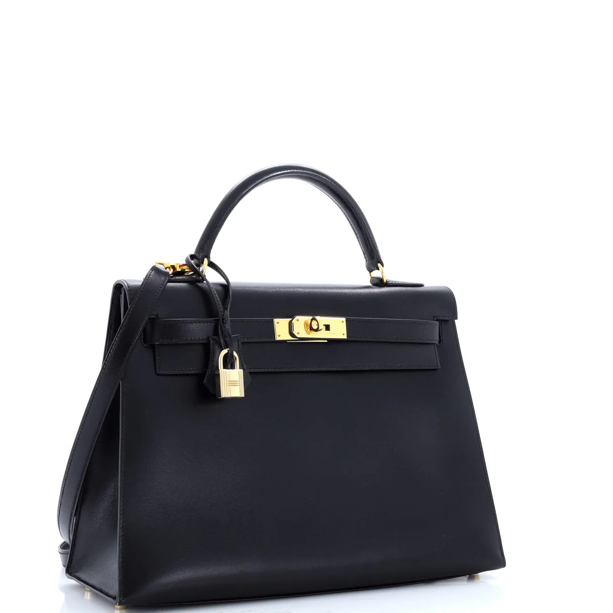 Kelly Handbag Noir Box Calf with Gold Hardware 32 - Deep Luxury