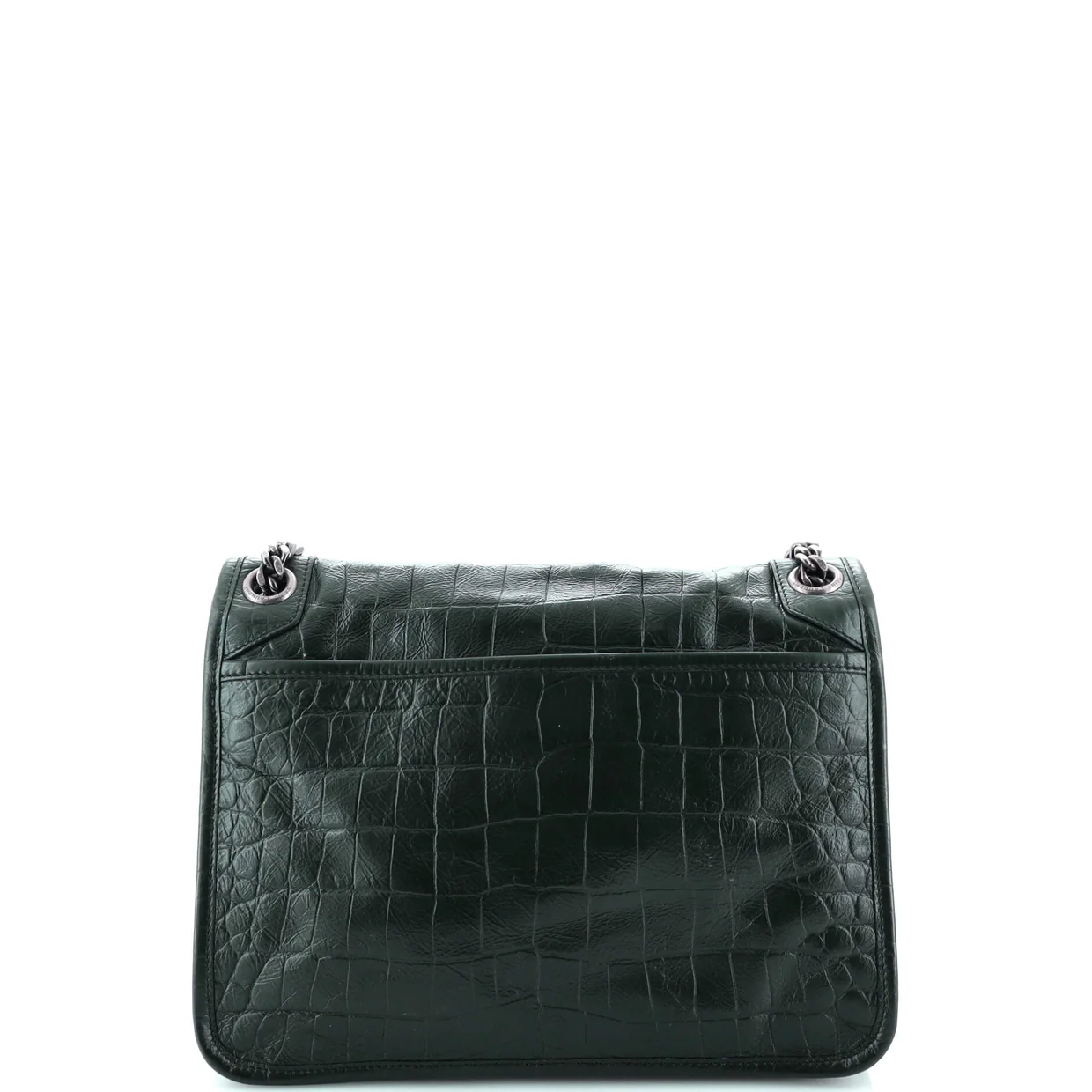 Niki Chain Flap Bag Crocodile Embossed Leather Medium - Deep Luxury