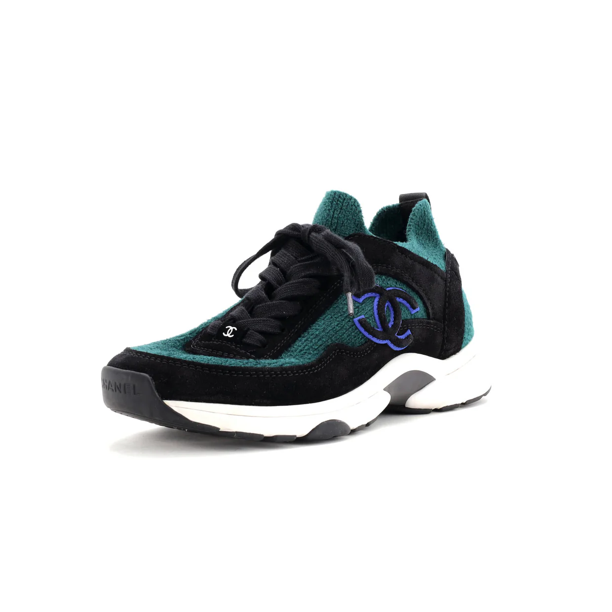Women's CC Low-Top Sneakers Suede and Knit Fabric - Deep Luxury